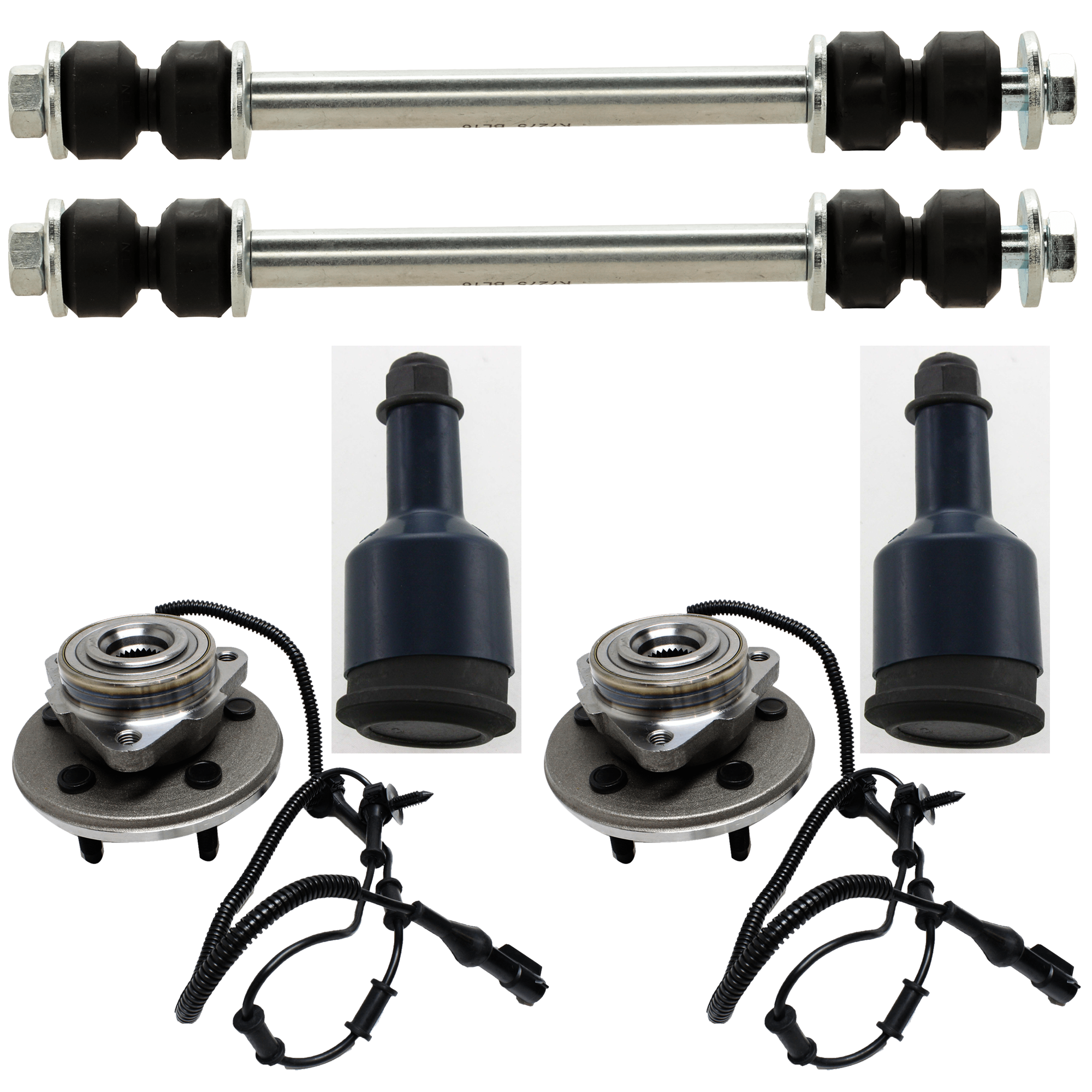 AM MOUNTAINEER EXPLORER 02-05 FRONT SUSPENSION KIT 6 pc Kit with Wheel Hub Ball Joint and Sway Bar Link SKU KIT 061124-17 OEM 104268-2601521-5051268-1L2Z308