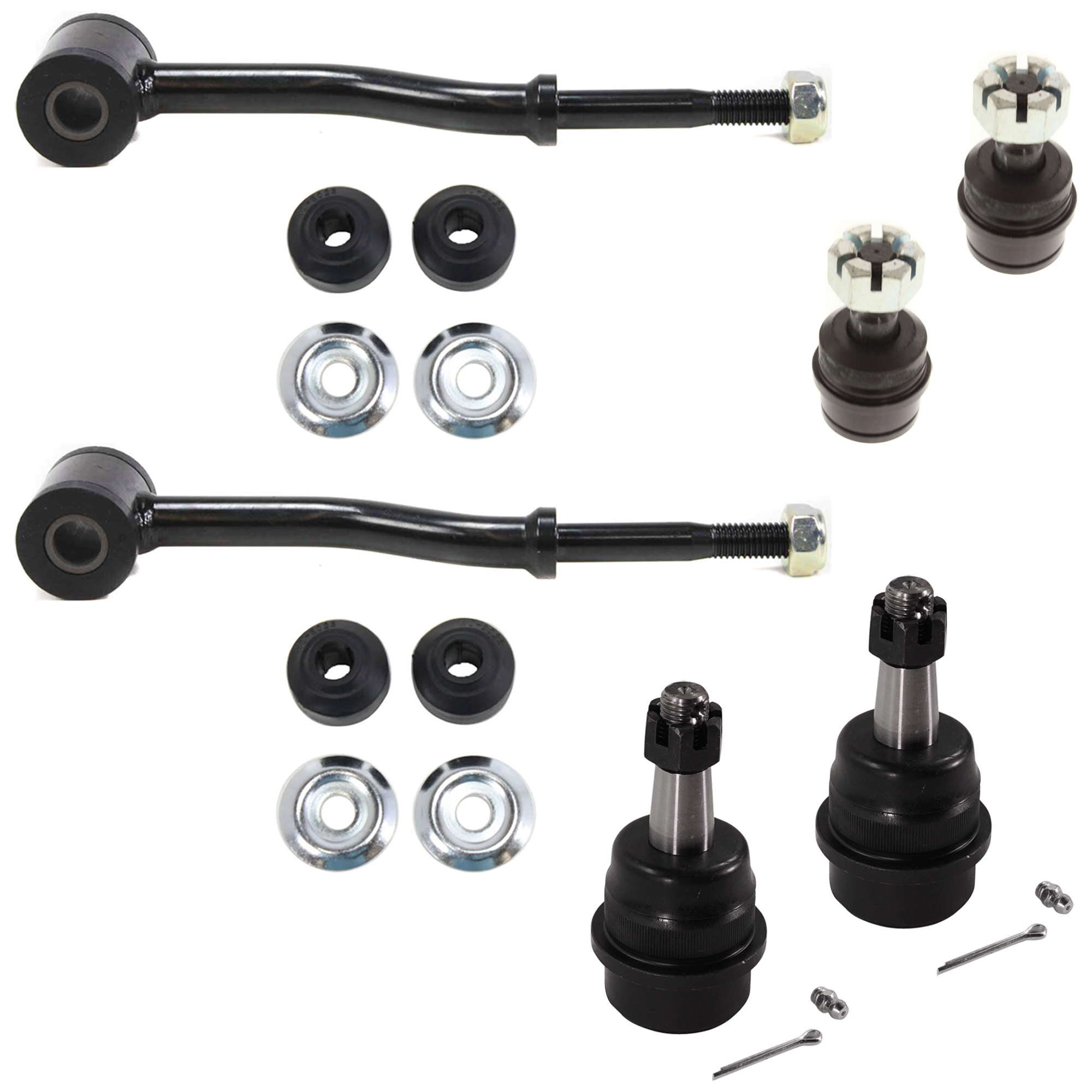 AM GRAND CHEROKEE 93-95 COMANCHE 91-92 FRONT SUSPENSION KIT 6 pc Kit with Ball Joint and Sway Bar Link SKU KIT 061124-24 OEM 10459-46D2117A 83500202AB B316
