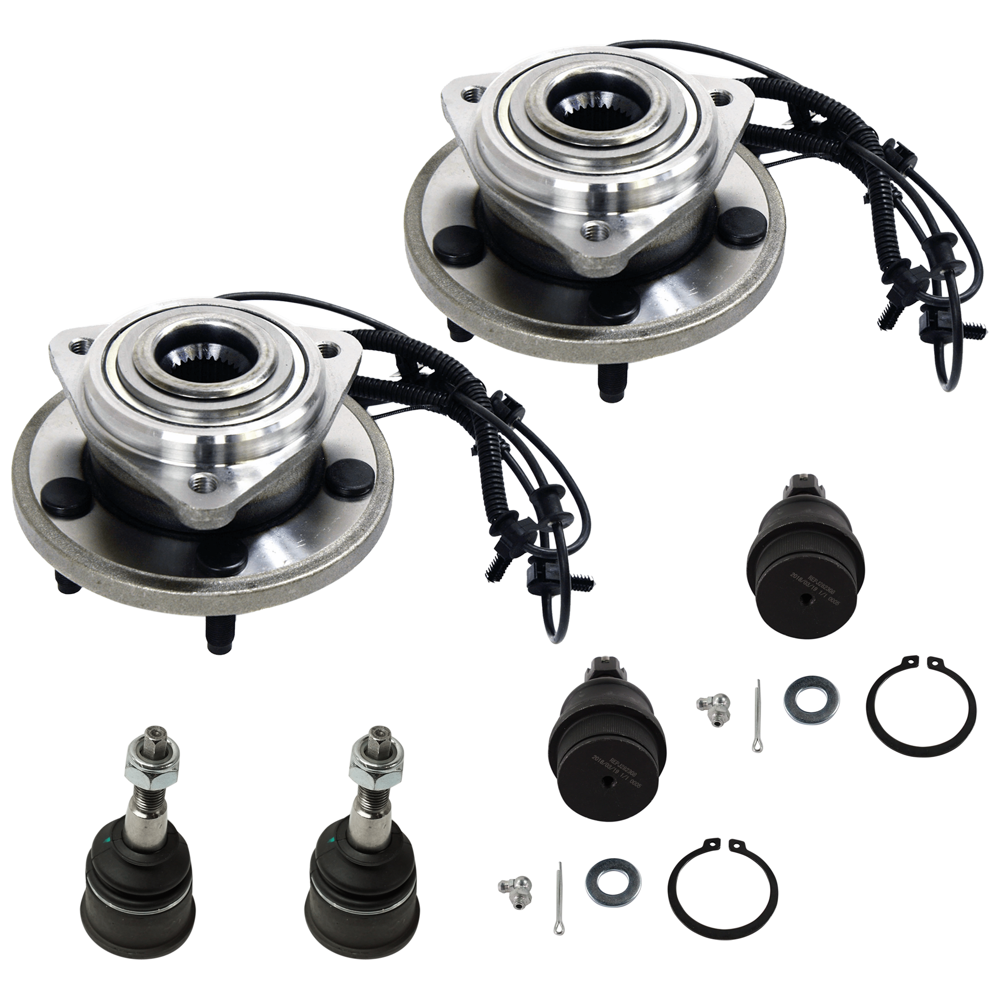 AM GRAND CHEROKEE 05-10 COMMANDER 06-07 FRONT SUSPENSION KIT RH=LH 6 pc Kit with Wheel Hub and Ball Joint SKU KIT 061124-26 OEM 2601692-5001138-10480604-45D01