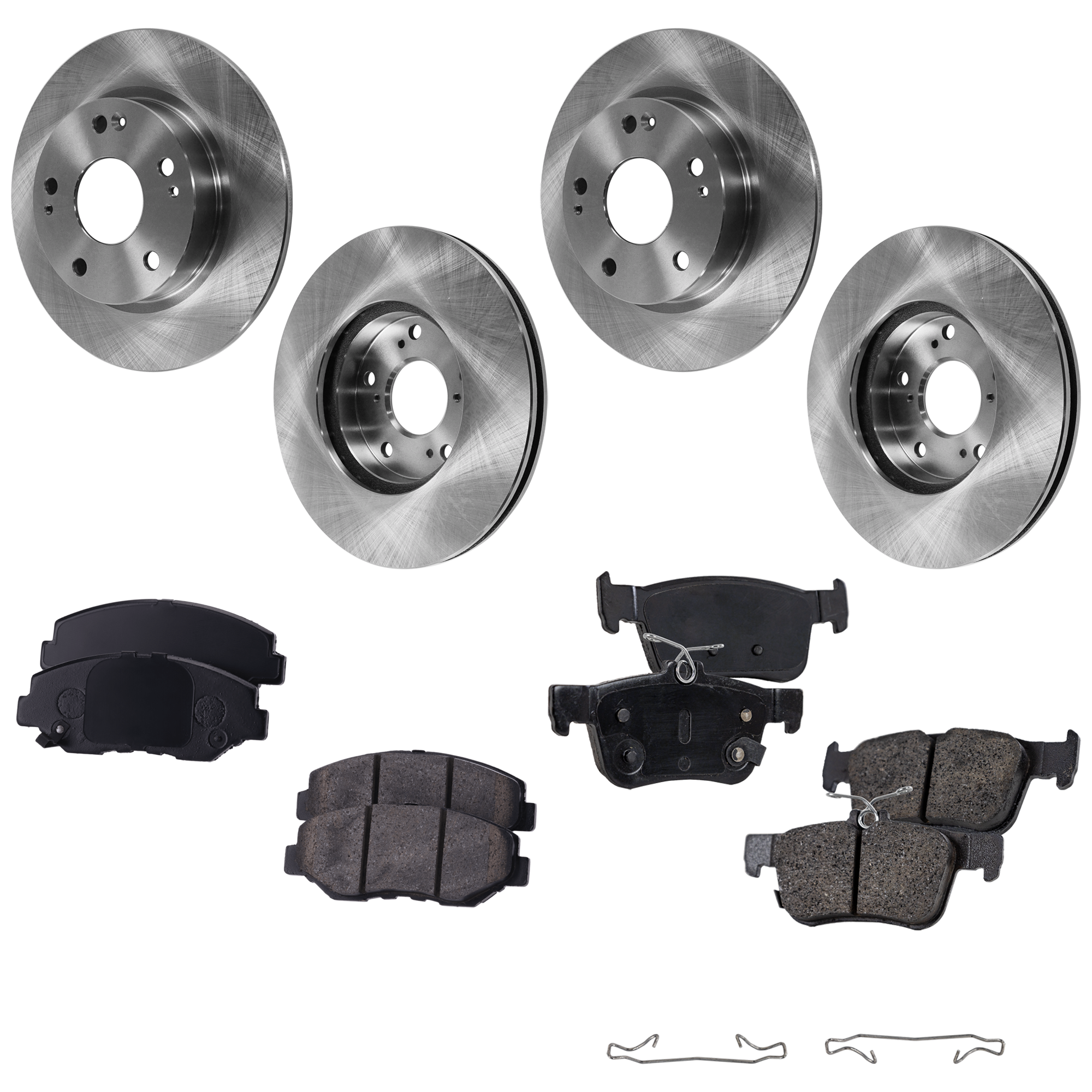 AM CIVIC 16-20 FRONT AND REAR BRAKE DISC AND PAD KIT 4 Wheel Set 5 Lugs Ceramic with Brake Disc and Brake Pad Set SKU KIT 061124-48 OEM 45251S87A00-42510TBAA00-45022S