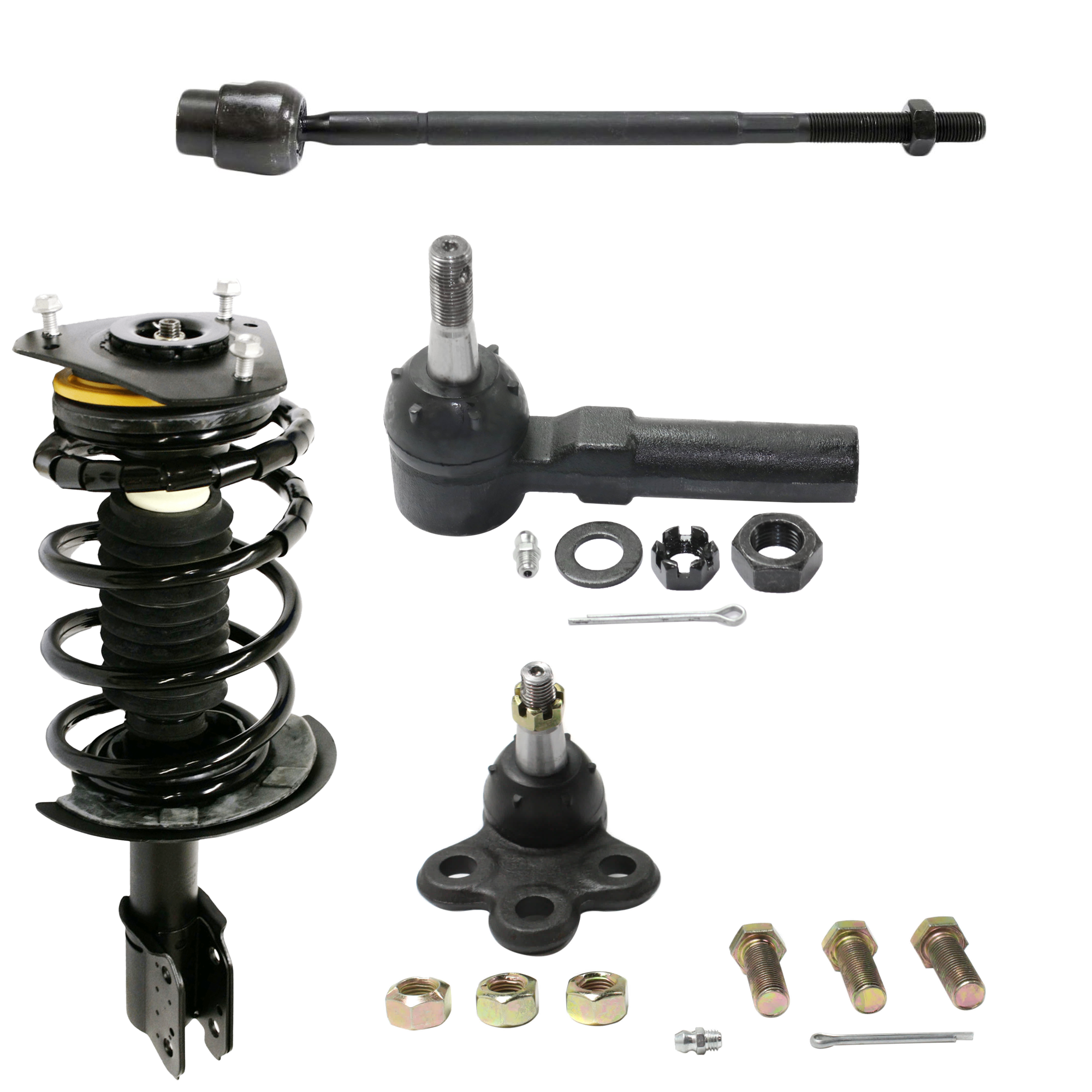 AM CENTURY 97-05 REGAL 97-04 FRONT FULLY LOADED STRUT RH AND LH 8 pc kit Gas Charged Twin tube with Ball Joint and Tie Rod End SKU KIT 061124 C10 OEM 22064733-22064734-104257-28