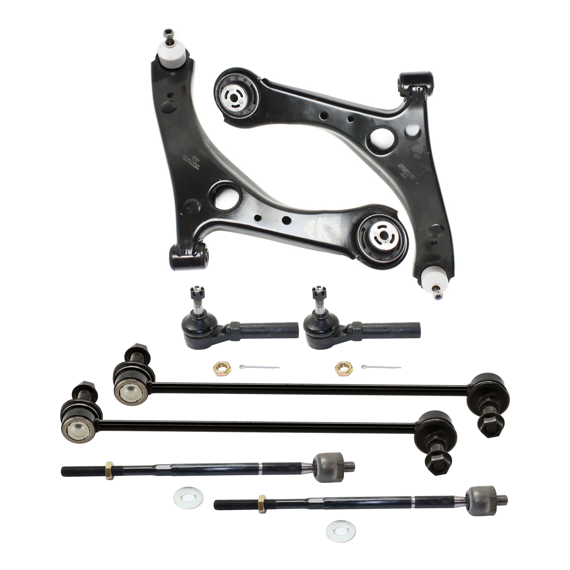 AM GRAND CARAVAN 11-20 TOWN COUNTRY 11-16 FRONT CONTROL ARM RH AND LH Lower 8 pc kit with Sway Bar Link and Tie Rod End SKU KIT 061124 C115 OEM 4766910AL 4766910AE 4766911AL