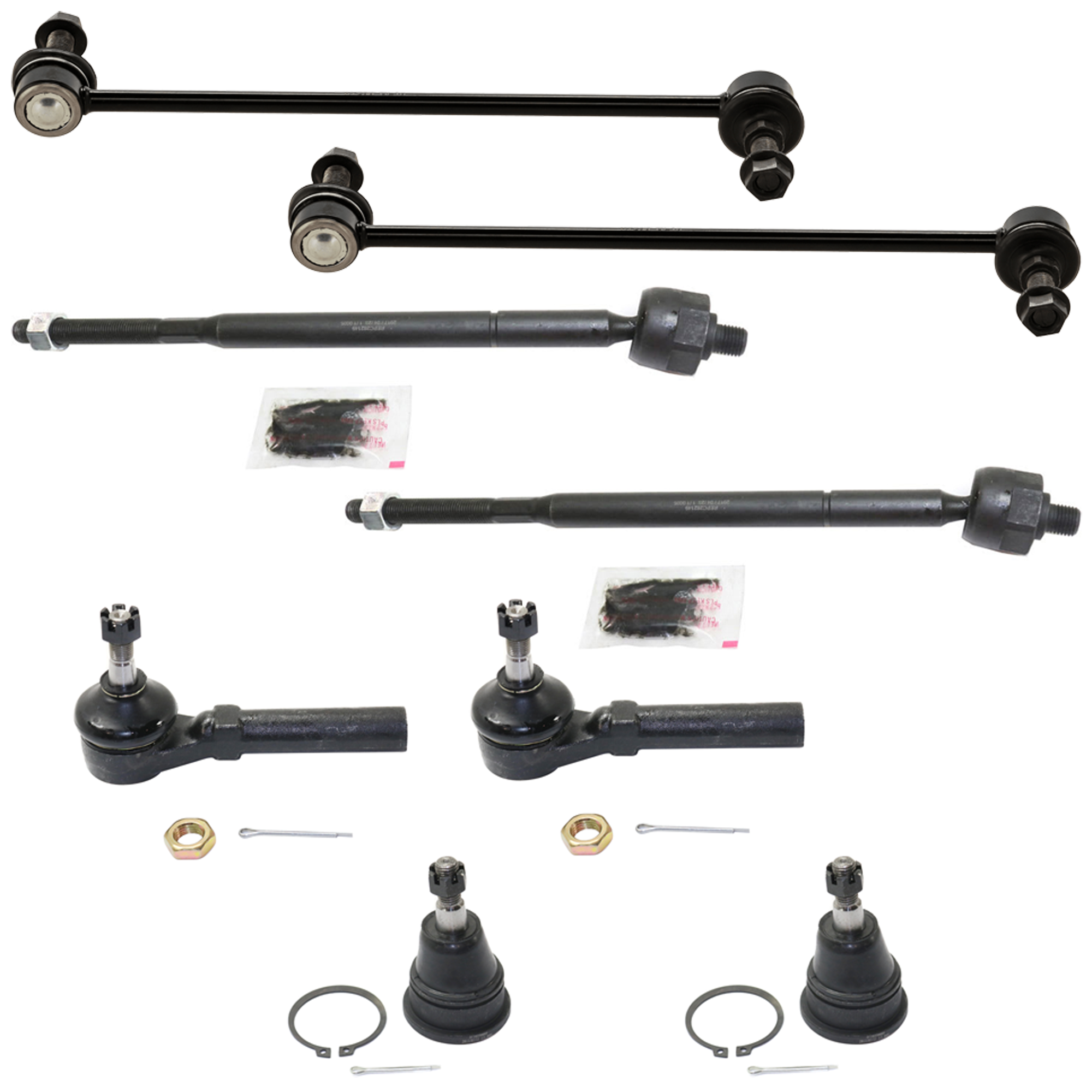 AM TOWN COUNTRY GRAND CARAVAN 08-10 FRONT SWAY BAR LINK 8 pc Kit with Tie Rod End and Ball Joint SKU KIT 061124 C117 OEM 18189-687000-2652212-4694855-5