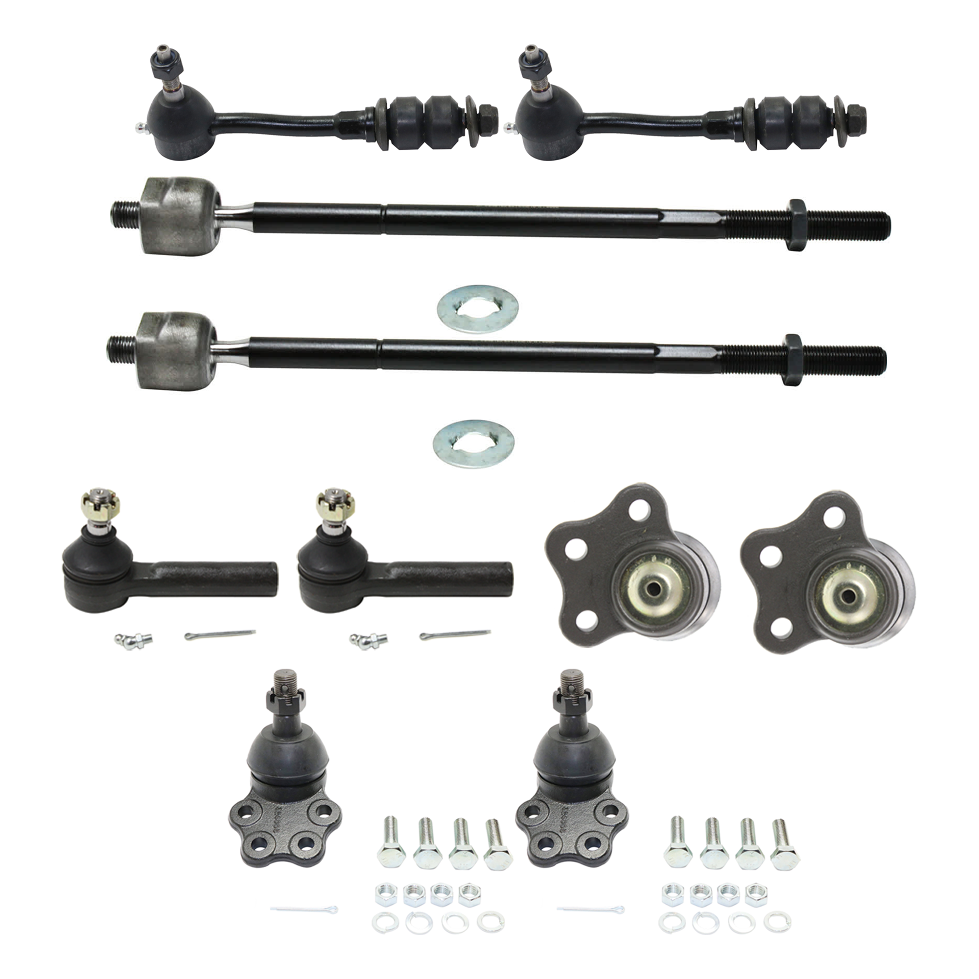 AM DAKOTA 97-99 DURANGO 99-99 FRONT BALL JOINT RH AND LH Upper and Lower 10 pc kit with Sway Bar Link and Tie Rod End SKU KIT 061124 C118 OEM 104251-287012-2601491-5001094