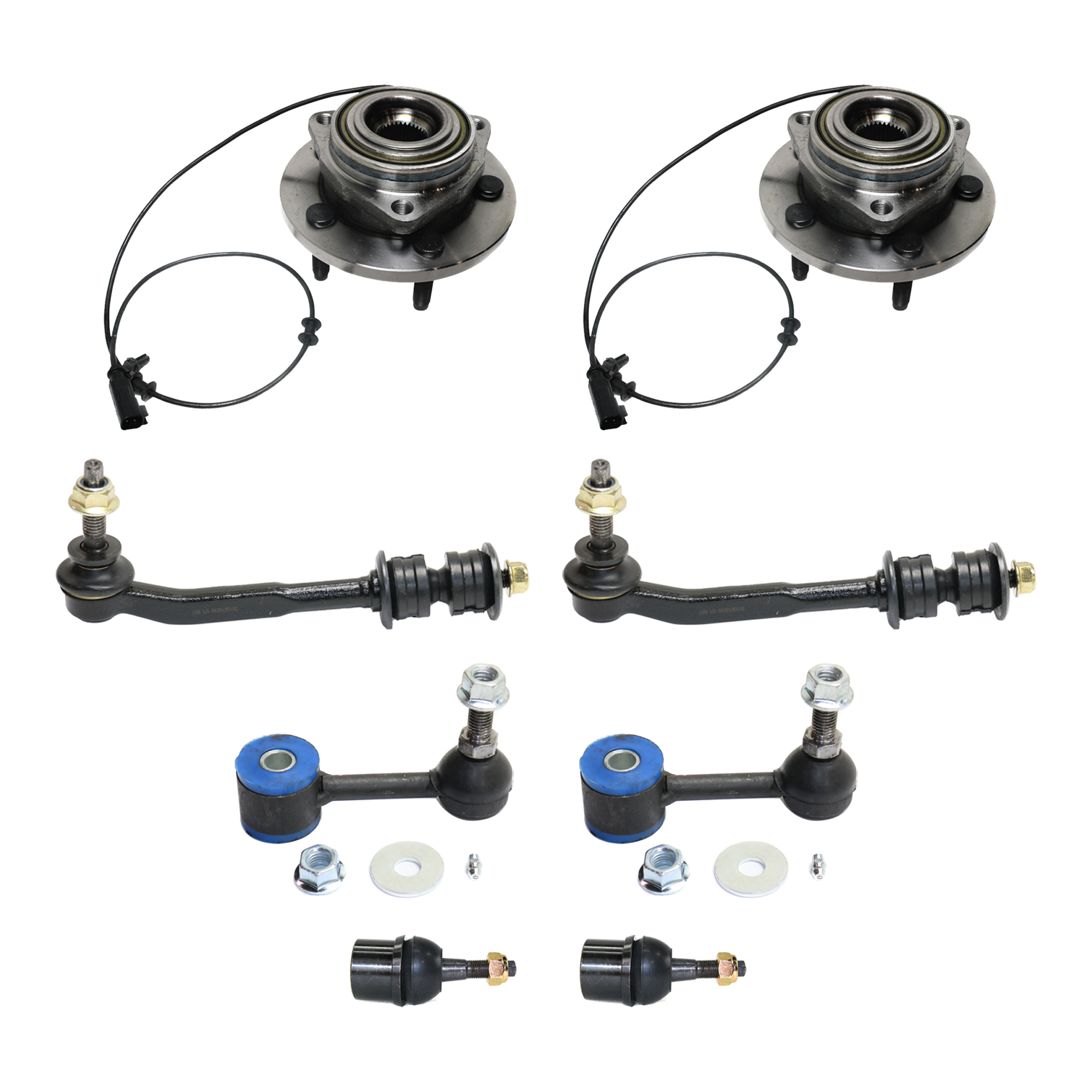 AM DURANGO 06-09 ASPEN 07-09 FRONT HUB ASSEMBLY RH AND LH 8 pc kit 5 Studs 5 x 139.68 mm Bolt Pattern with Ball Joint and Sway Bar Link SKU KIT 061124 C144 OEM 713-271-720-001-740-000-000-000-000