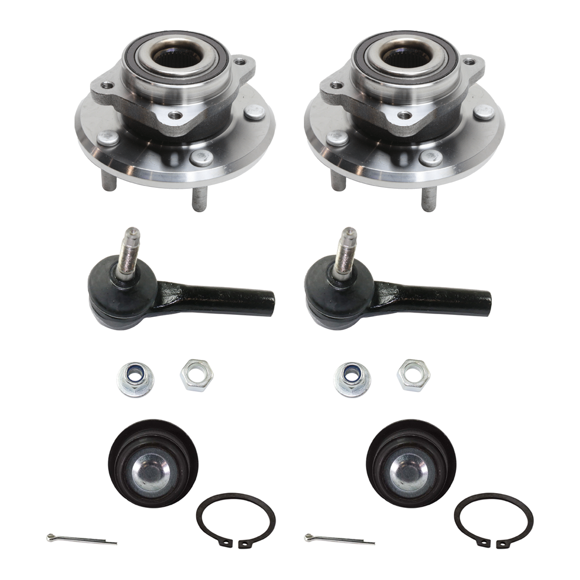 AM JOURNEY 09-12 FRONT HUB ASSEMBLY RH AND LH 6 pc kit 5 Studs 5 x 5 in. Bolt Pattern with Ball Joint and Tie Rod End SKU KIT 061124 C145 OEM 68184748AB BJ81225 GS25503-518