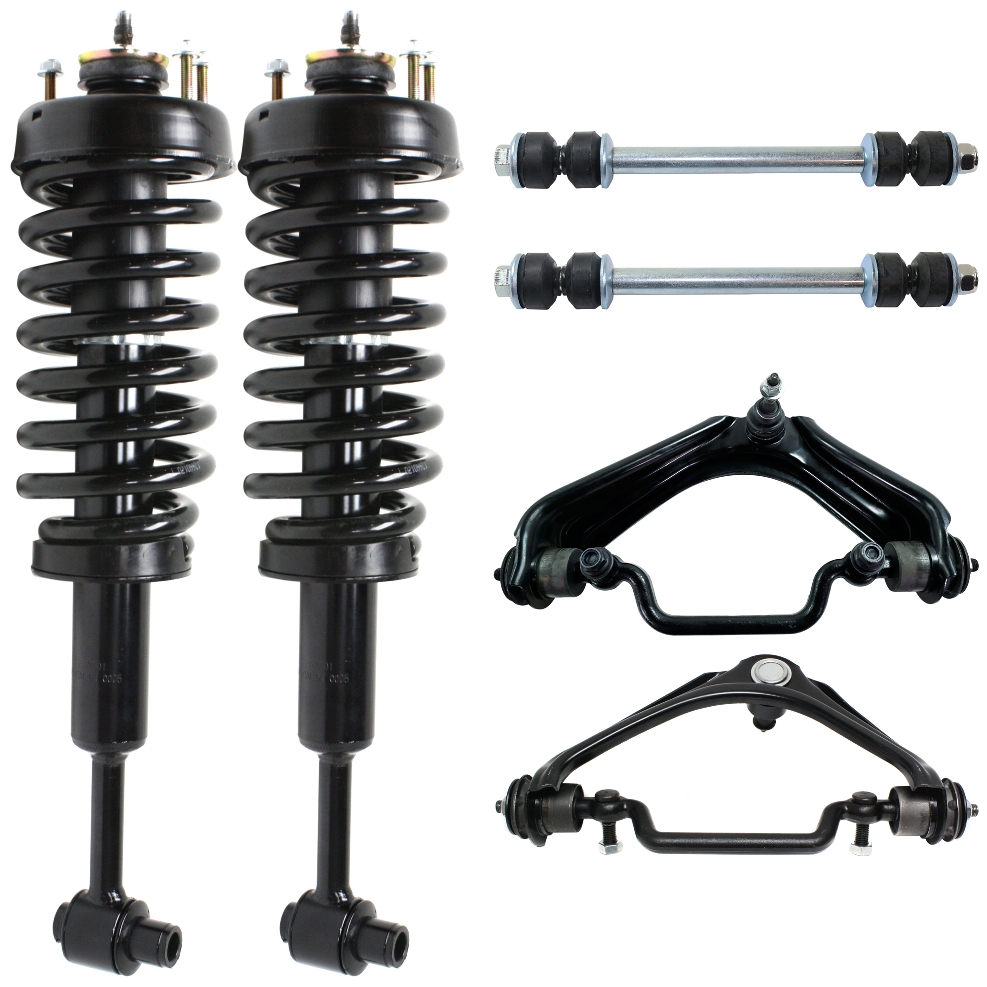 AM EXPLORER MOUNTAINEER 02-03 FRONT FULLY LOADED STRUT RH AND LH 6 pc kit Gas Charged Twin tube with Control Arm and Sway Bar Link SKU KIT 061124 C154 OEM 3U2Z18124PAA 1L2Z3085AA MCS0E1