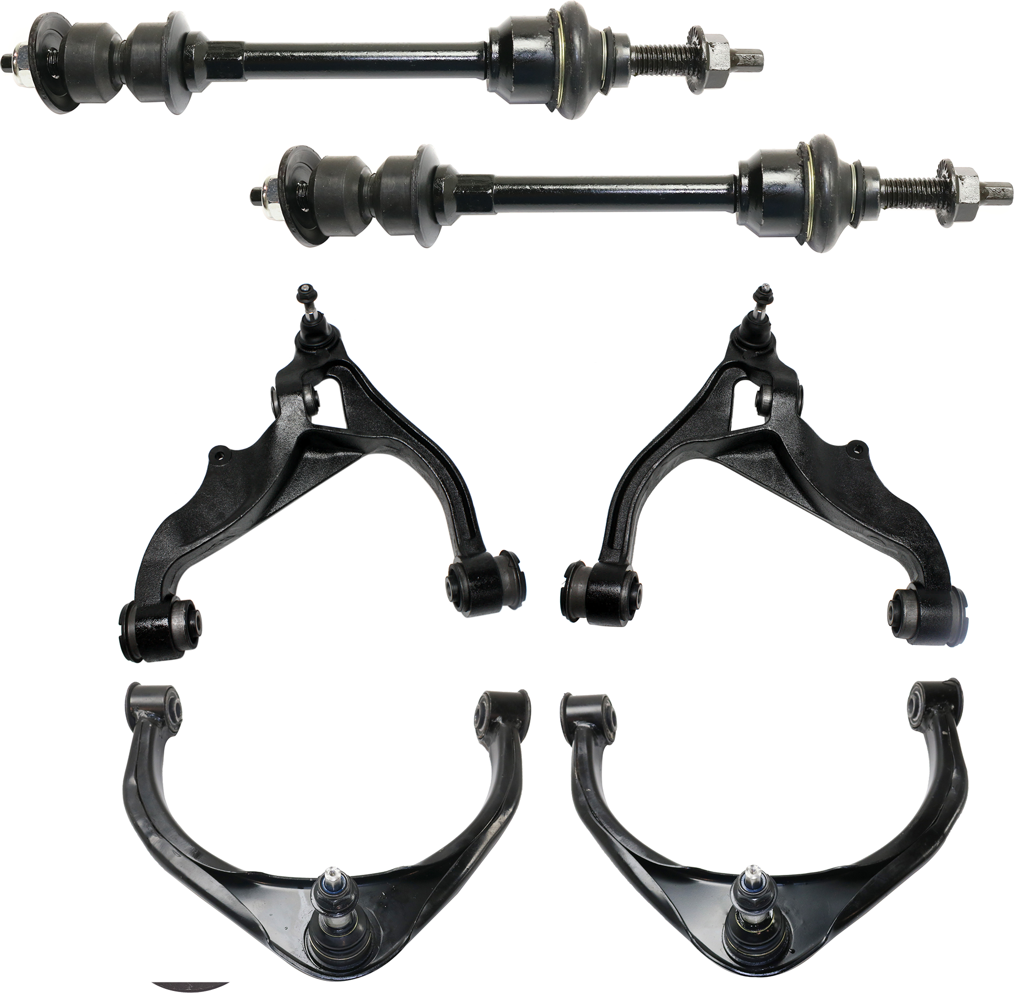 AM RAM 1500 PICKUP 13-18-1500 CLASSIC 19-19 FRONT CONTROL ARM RH AND LH Upper and Lower 8 pc kit w Sway Bar Link and Tie Rod End SKU KIT 061124 C171 OEM 55366438AE 55366438AG 55366438