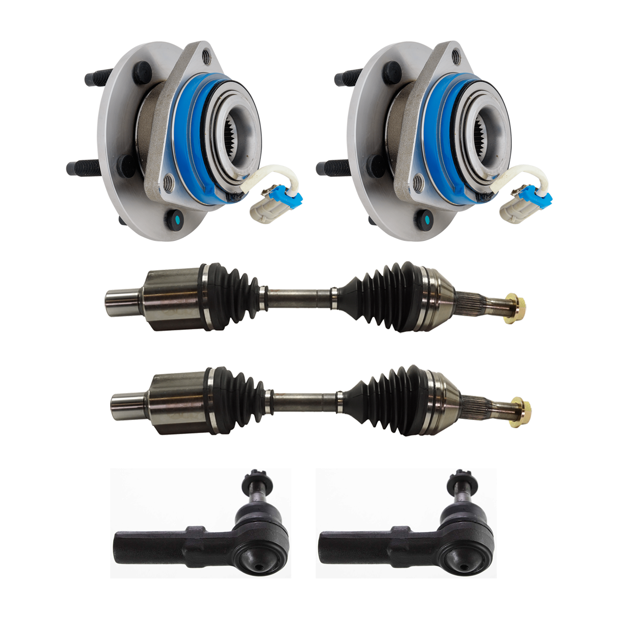 AM AURORA 97-01 SEVILLE 98-01 FRONT CV AXLE ASSEMBLY RH AND LH 6 pc kit with Tie Rod End and Wheel Hub SKU KIT 061124 C184 OEM 382041-2693135-2693206-4011798