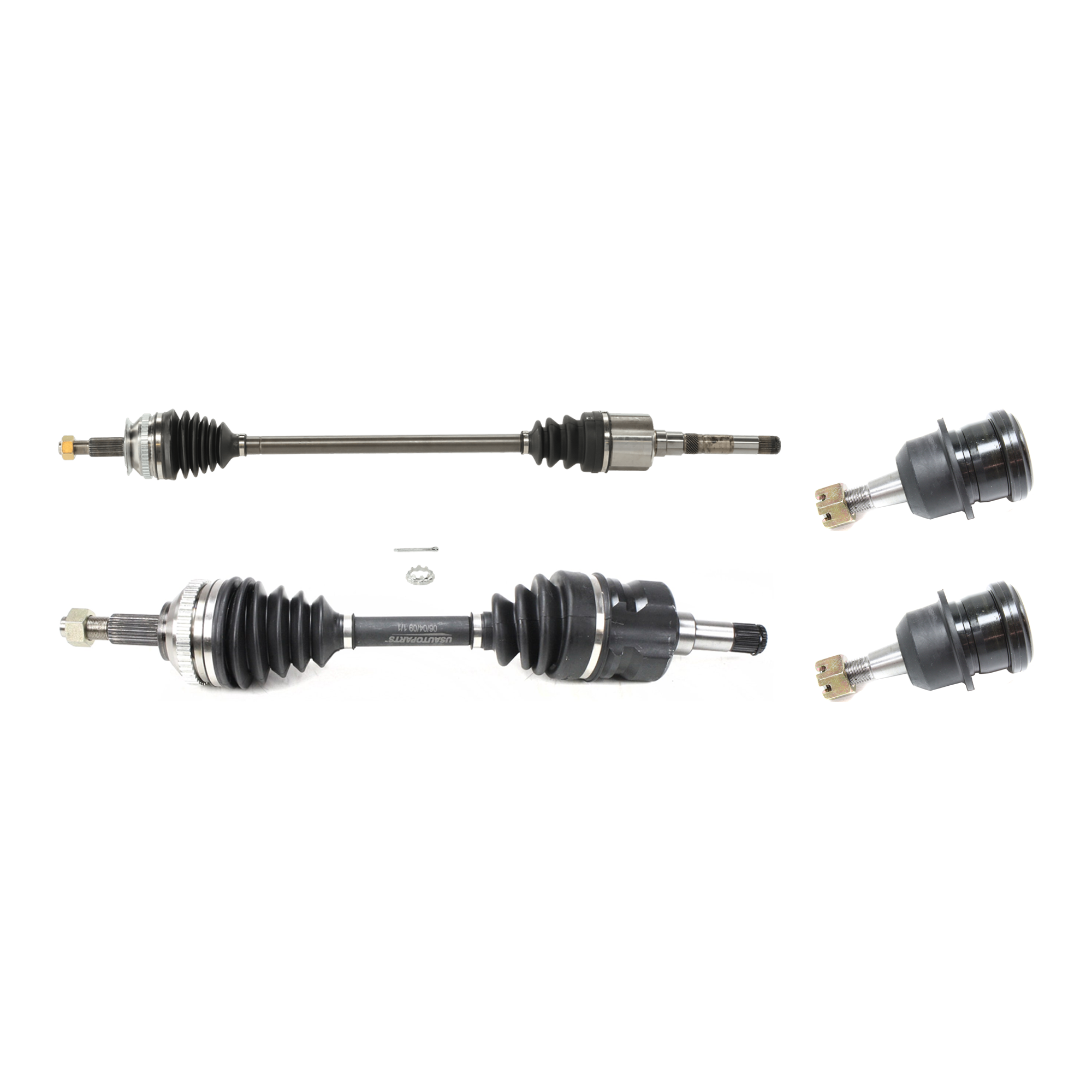 AM TOWN COUNTRY CARAVAN 01-07 FRONT CV AXLE ASSEMBLY RH AND LH 4 pc kit with Ball Joint SKU KIT 061124 C186 OEM 104345-2601586-5051316-45D2316