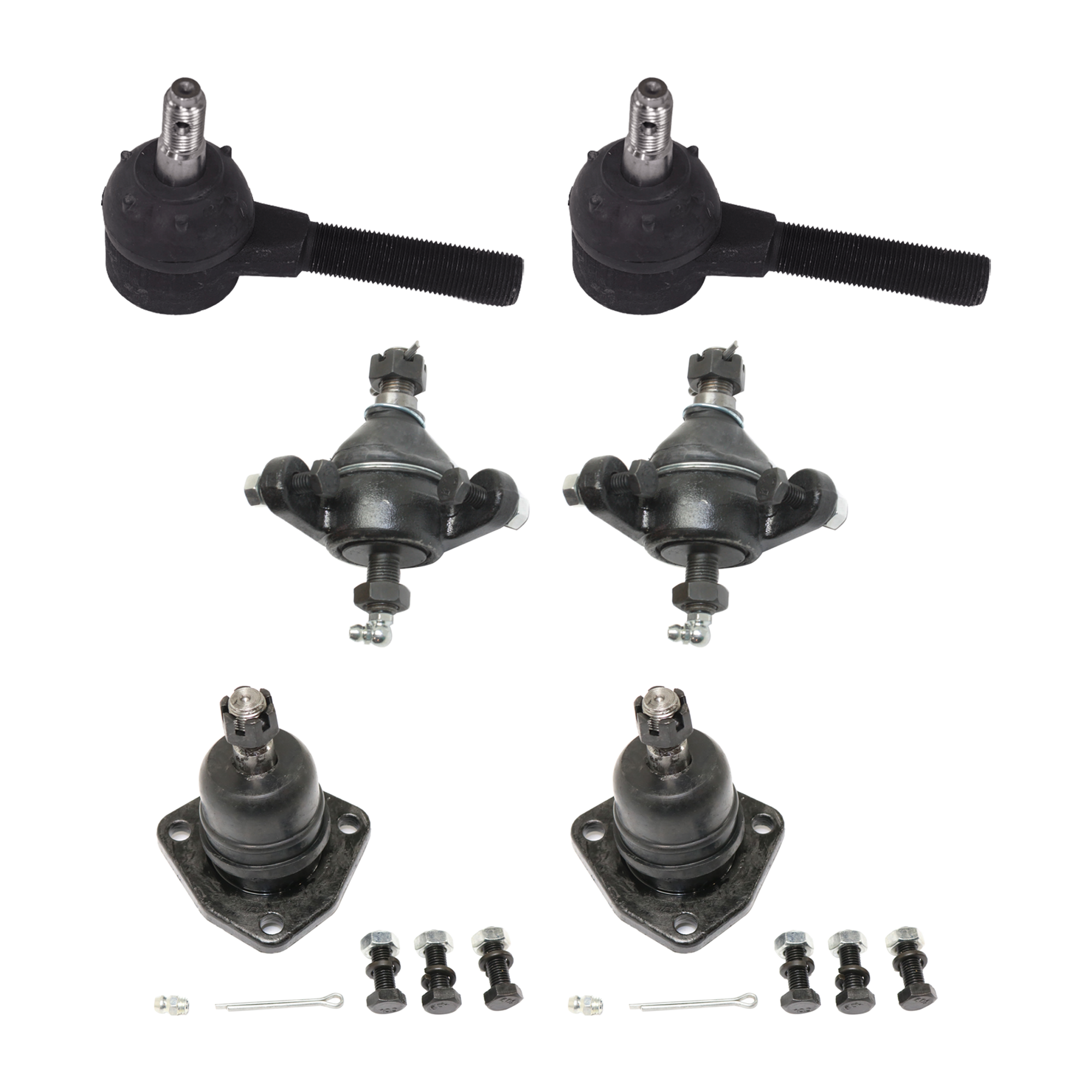 AM CORVETTE 63-82 BEL AIR 63-64 FRONT BALL JOINT RH AND LH Upper and Lower 6 pc kit with Tie Rod End SKU KIT 061124 C194 OEM 10203-282002-2601071-3739958-3