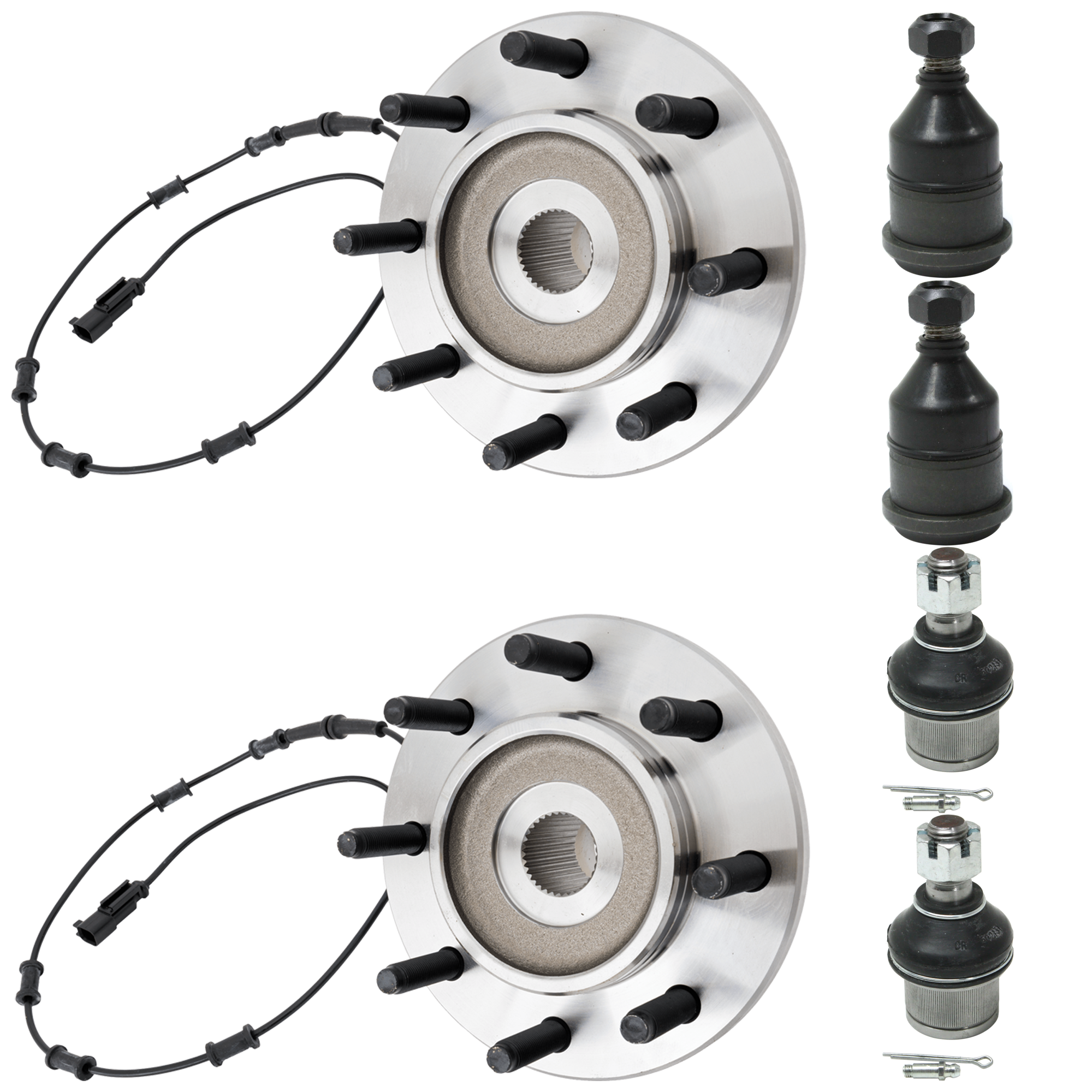 AM DODGE FULL SIZE P U 06-08 FRONT HUB ASSEMBLY RH AND LH 6 pc kit 8 Studs 8 x 165 mm Bolt Pattern with Ball Joint SKU KIT 061124 C196