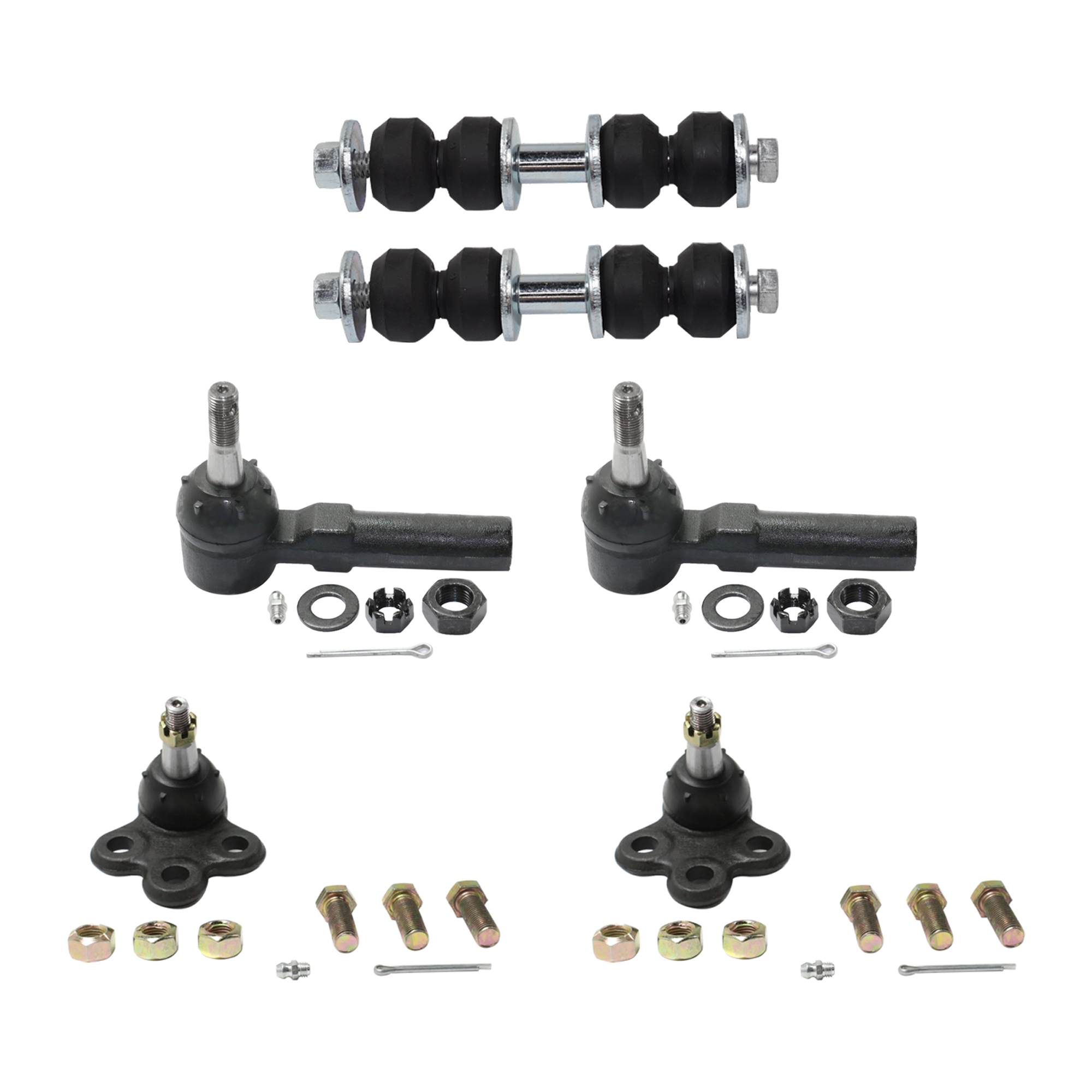 AM IMPALA 00-13 CENTURY 97-05 FRONT BALL JOINT RH AND LH Lower 6 pc kit with Sway Bar Link and Tie Rod End SKU KIT 061124 C198 OEM 104257-282021-2601506-26015