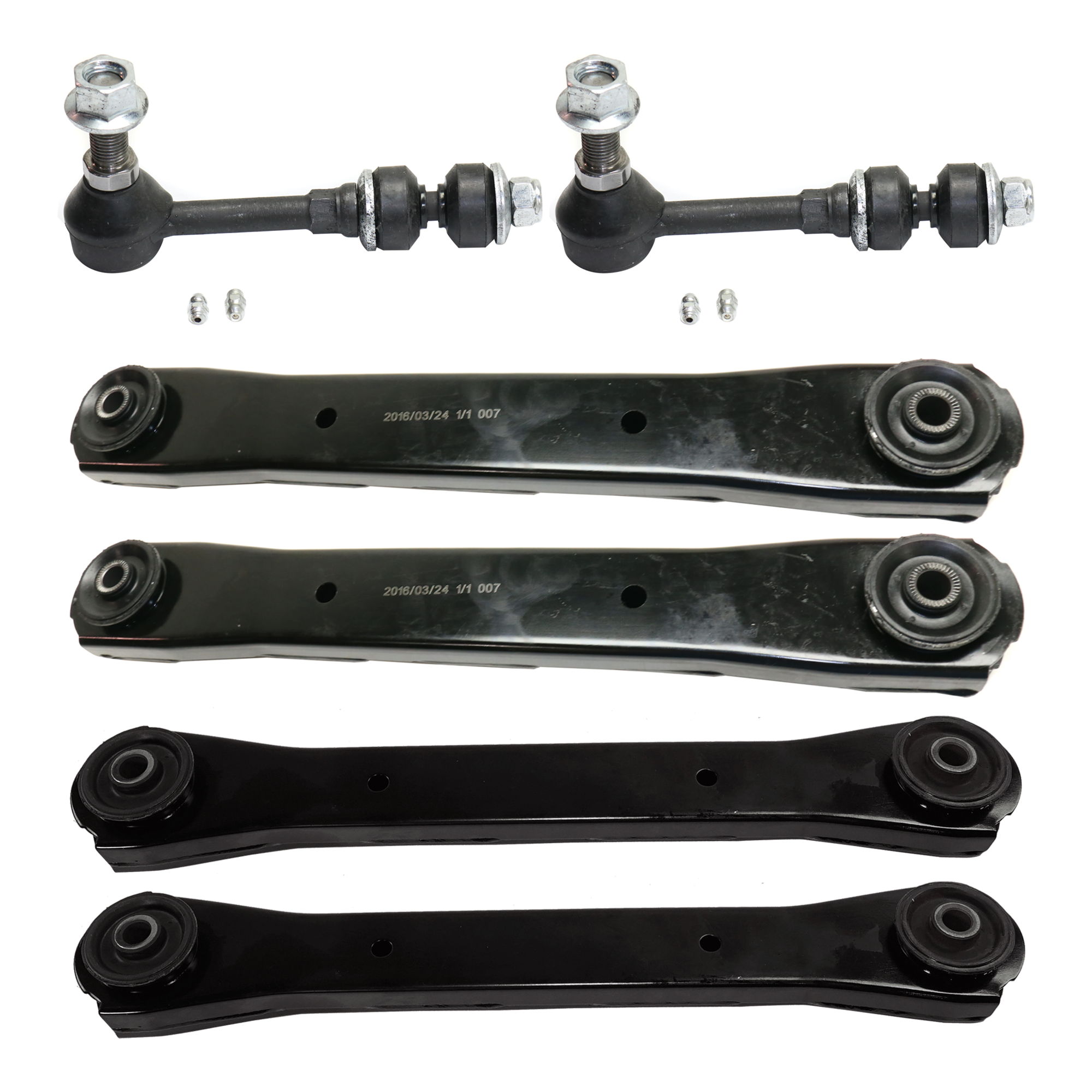 AM RAM 1500-3500 PICKUP 06-10 FRONT CONTROL ARM RH AND LH Upper and Lower 6 pc kit with Sway Bar Link SKU KIT 061124 C214 OEM 52013797AB 52013797AC 52106774
