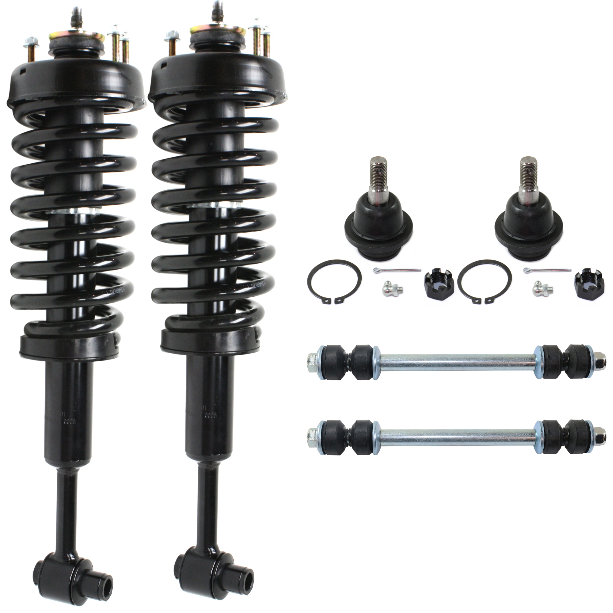 AM EXPLORER MOUNTAINEER 02-03 FRONT FULLY LOADED STRUT RH AND LH 6 pc kit Gas Charged Twin tube with Ball Joint and Sway Bar Link SKU KIT 061124 C225 OEM 3U2Z18124PAA 104222-285019