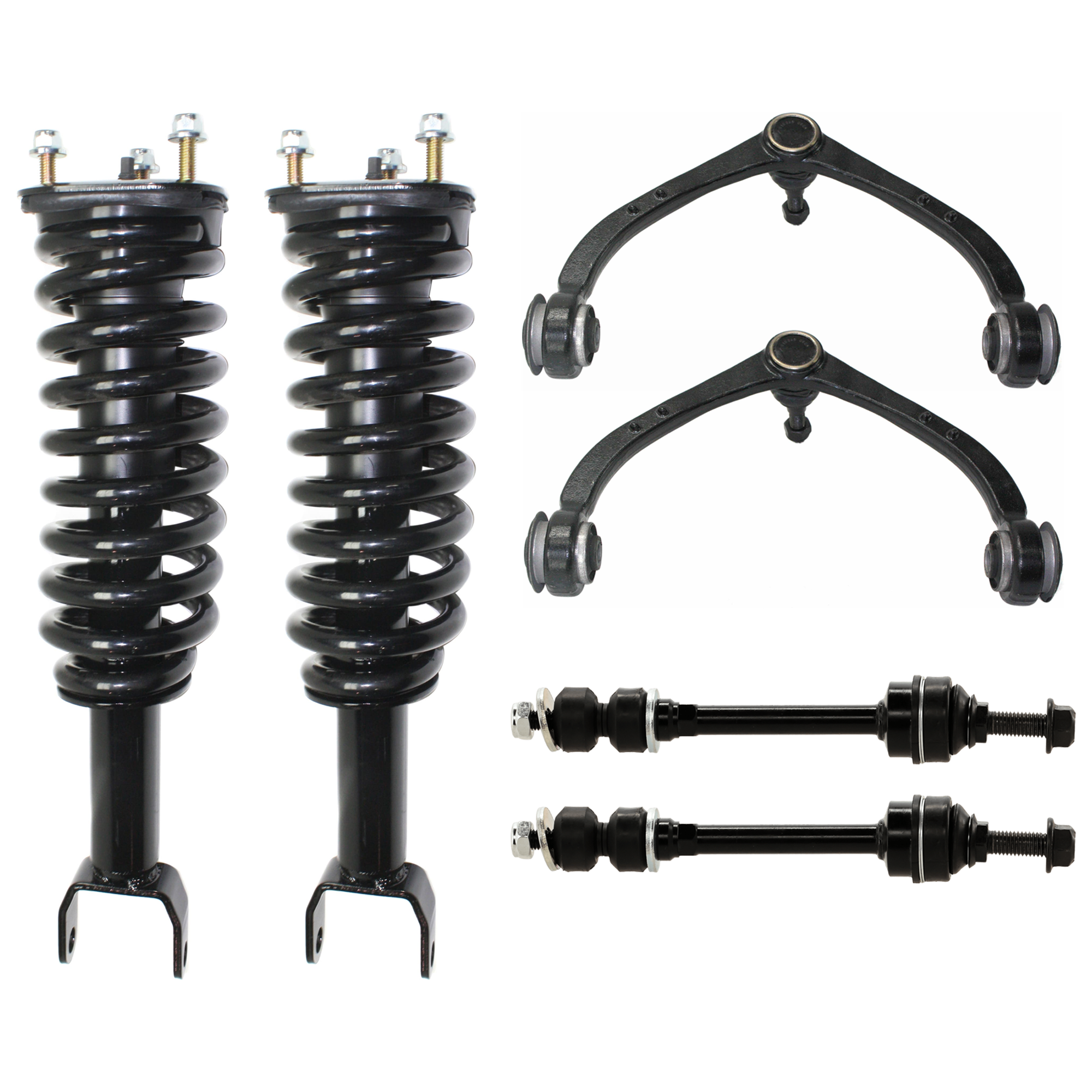 AM DAKOTA 05-09 RAIDER 06-09 FRONT FULLY LOADED STRUT RH AND LH 6 pc kit Gas Charged Twin tube with Control Arm and Sway Bar Link SKU KIT 061124 C227 OEM 68020856AB 52855697AE 52855100