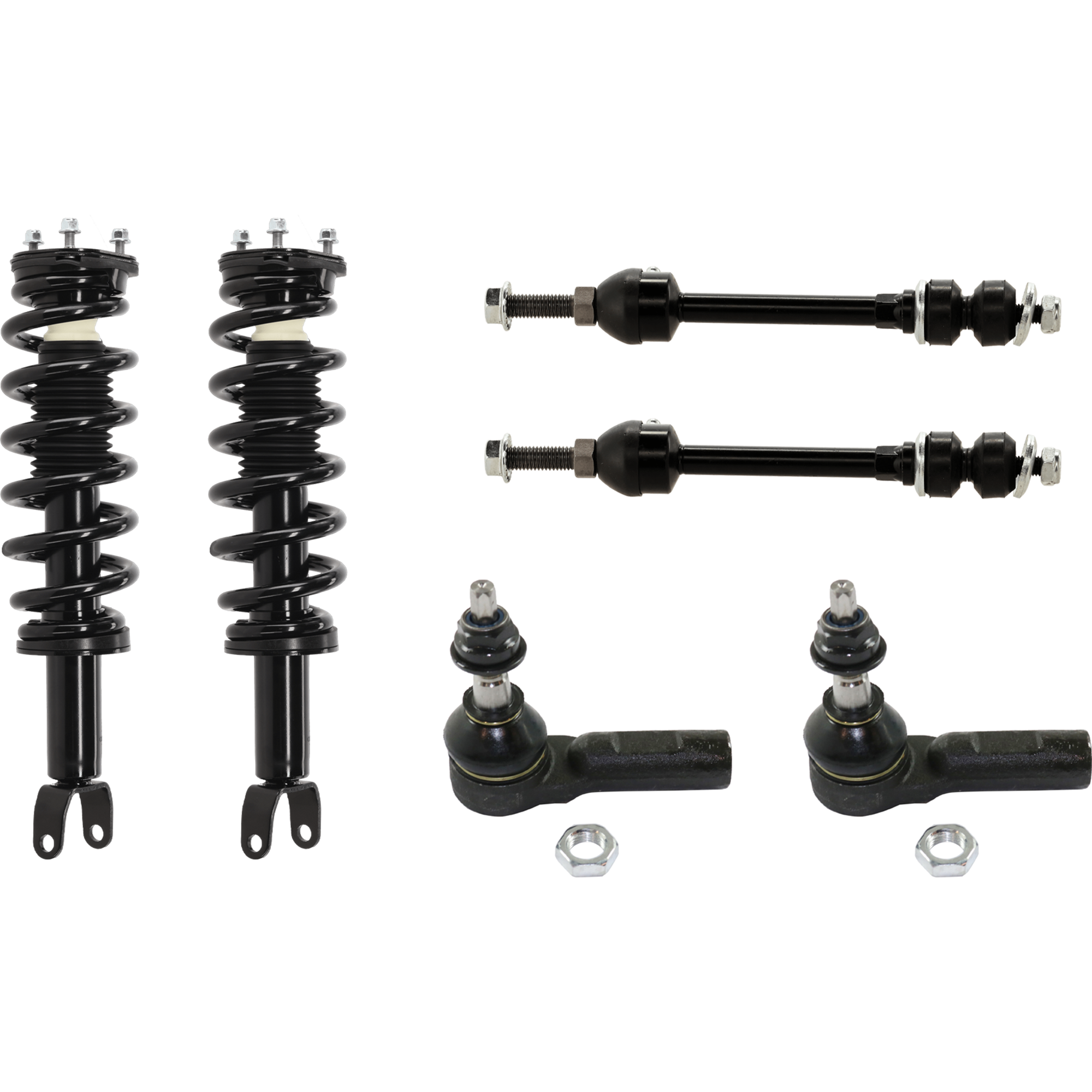 AM RAM 1500 PICKUP 09-12 FRONT FULLY LOADED STRUT RH AND LH 6 pc kit Gas Charged Twin tube with Sway Bar Link and Tie Rod End SKU KIT 061124 C234 OEM 68040873AB 52855791AC 5451736