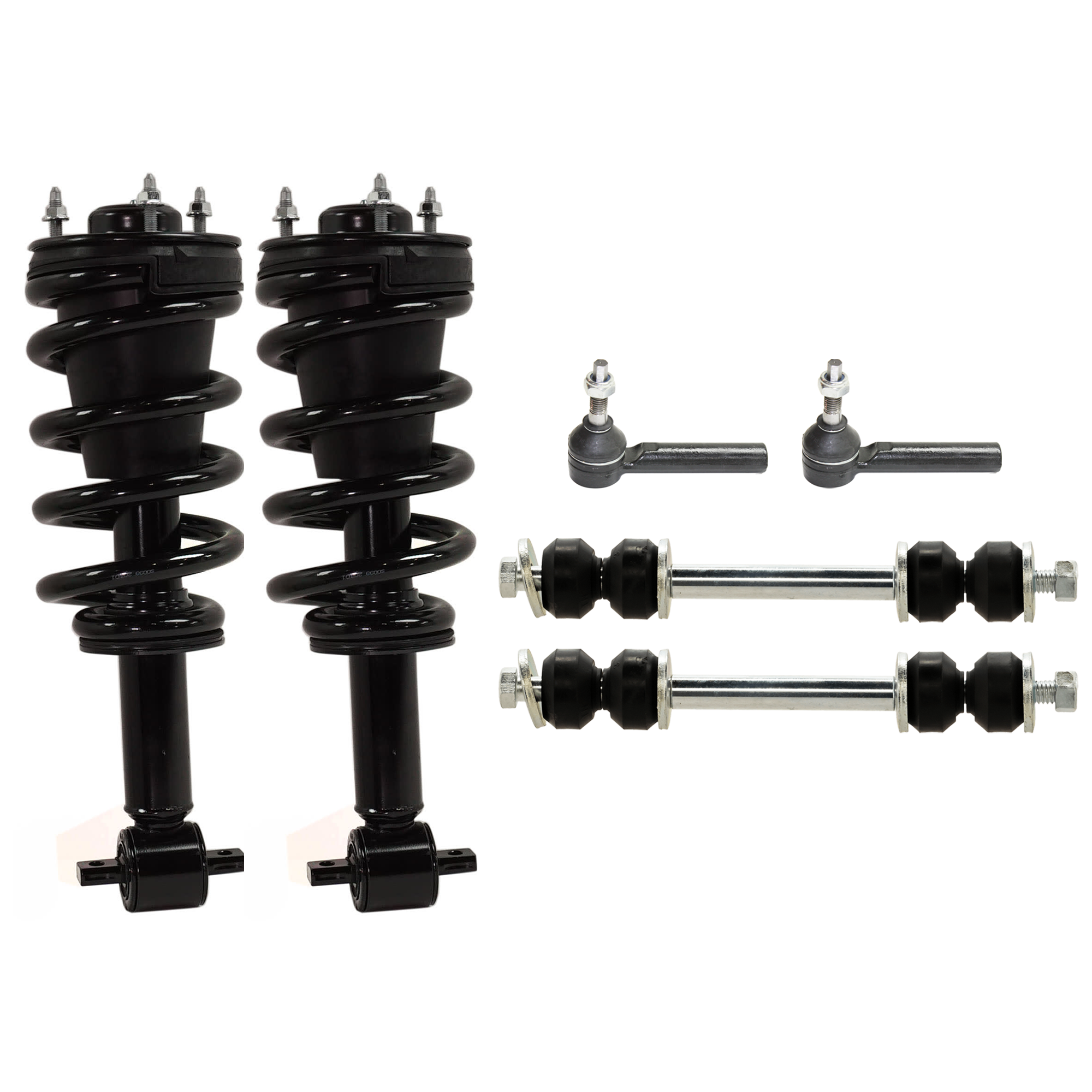 AM SILVERADO SIERRA 1500-07-13 FRONT FULLY LOADED STRUT RH AND LH 6 pc kit Gas Charged Monotube with Sway Bar Link and Tie Rod End SKU KIT 061124 C254 OEM 25980102-25888684-10393679-103