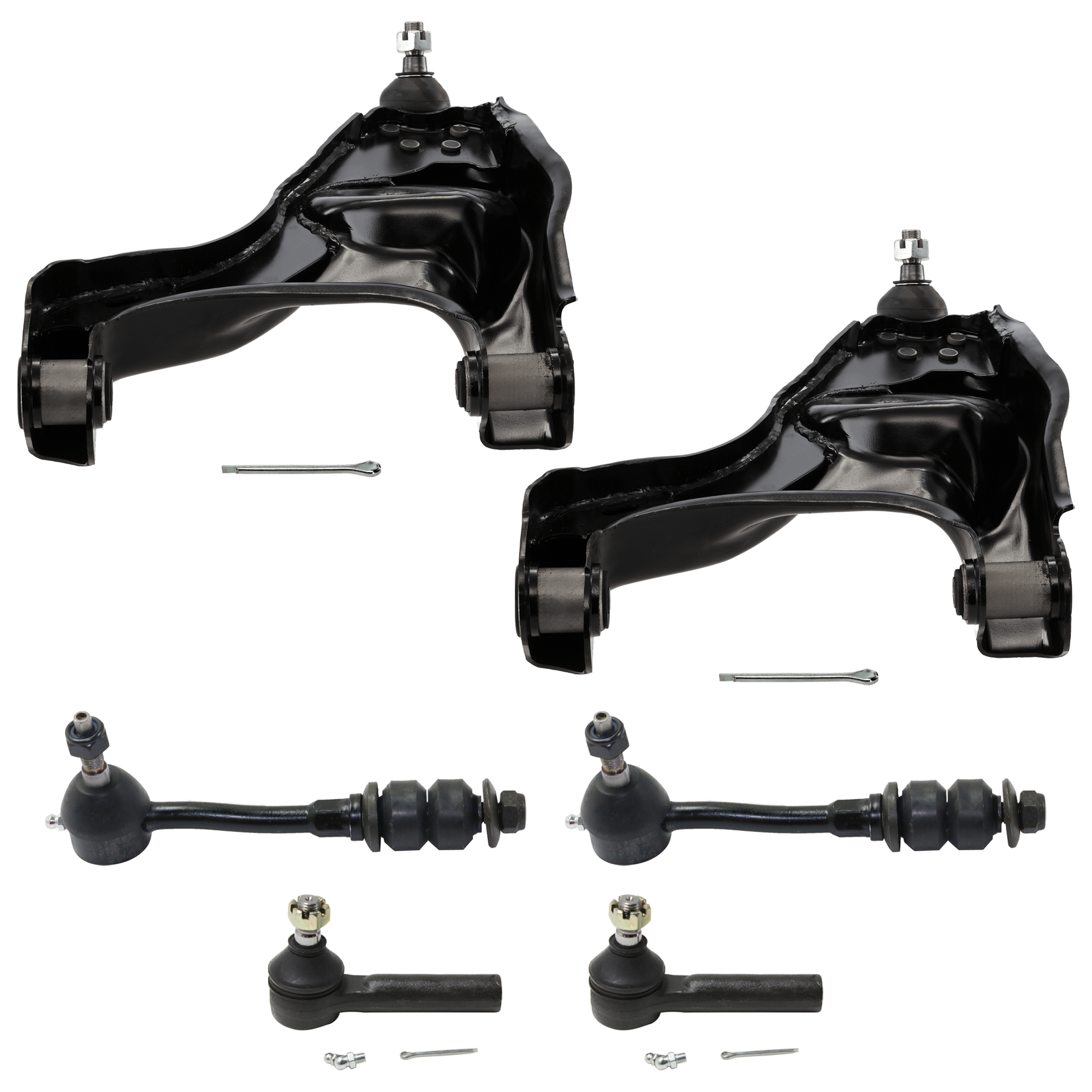 AM DAKOTA 97-99 DURANGO 99-99 FRONT CONTROL ARM RH Lower 6 pc kit with Sway Bar Link and Tie Rod End SKU KIT 061124 C260 OEM 51206116AB 52059018-52106116AA