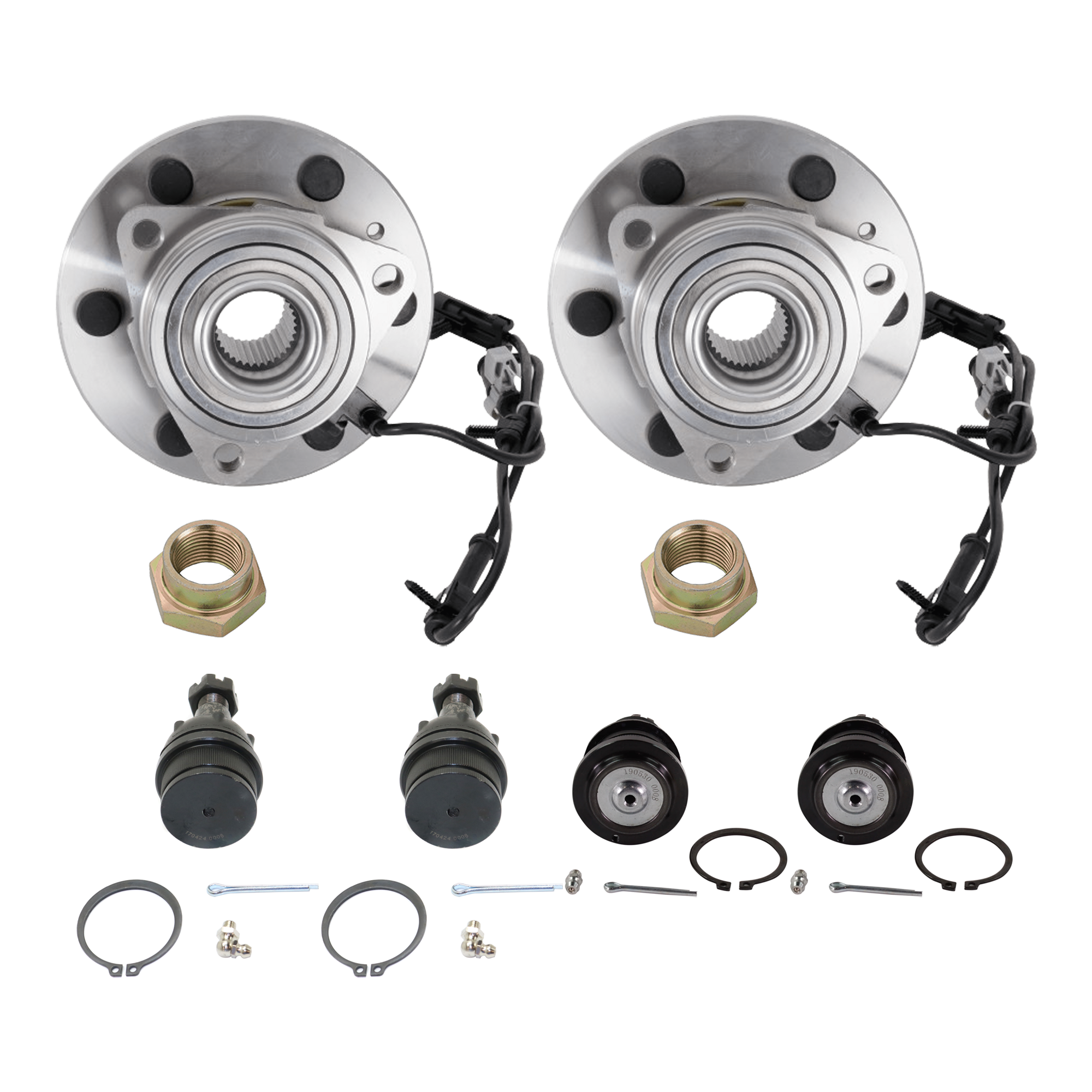 AM SILVERADO SIERRA 1500-99-07 EXPRESS SAVANA 1500-03-14 FRONT HUB ASSEMBLY RH AND LH 6 pc Kit 6 Studs 6 x 5.5 in. Bolt Pattern with Ball Joint SKU KIT 061124 C273 OEM 19209040-15233113-15112382-104