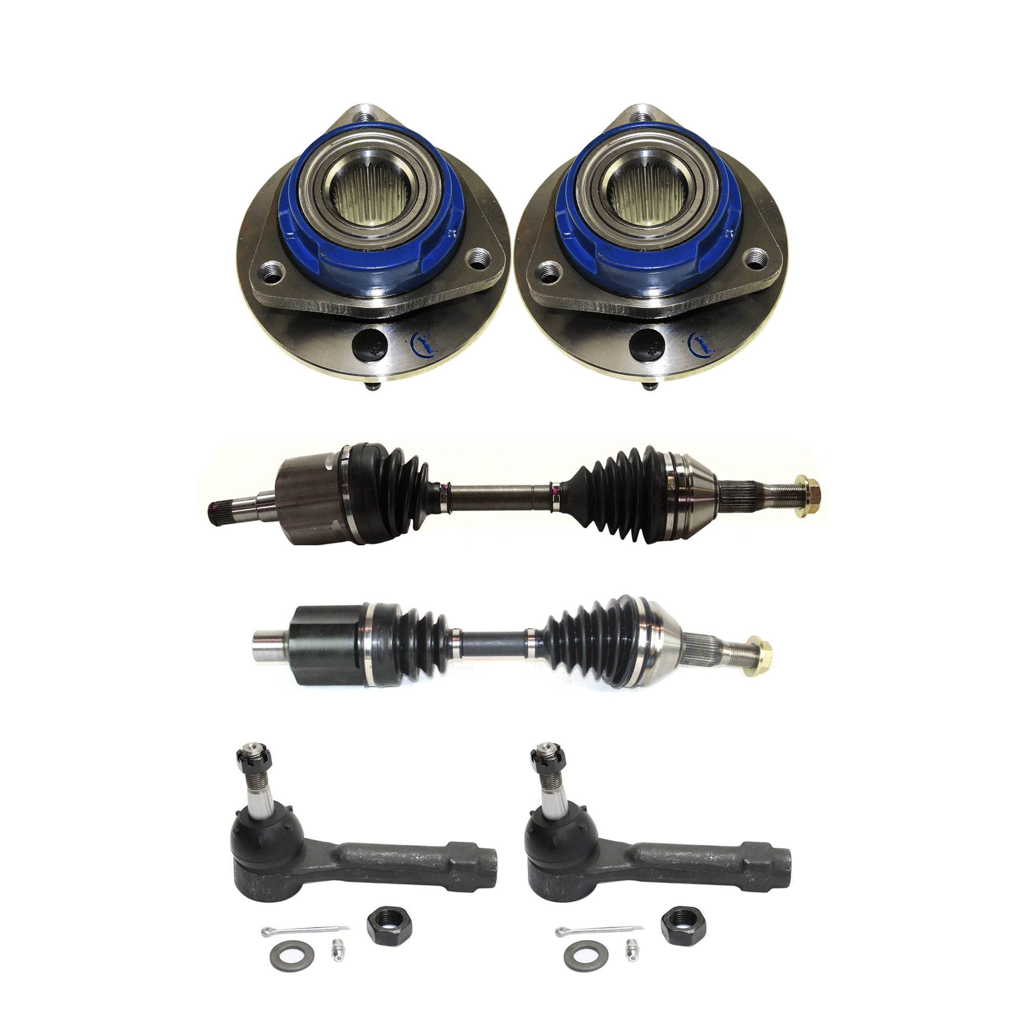 AM IMPALA 04-08 MONTE CARLO 04-07 FRONT CV AXLE ASSEMBLY RH AND LH 6 pc kit with Tie Rod End and Wheel Hub SKU KIT 061124 C28 OEM 382042-2693016-4011676-4011678