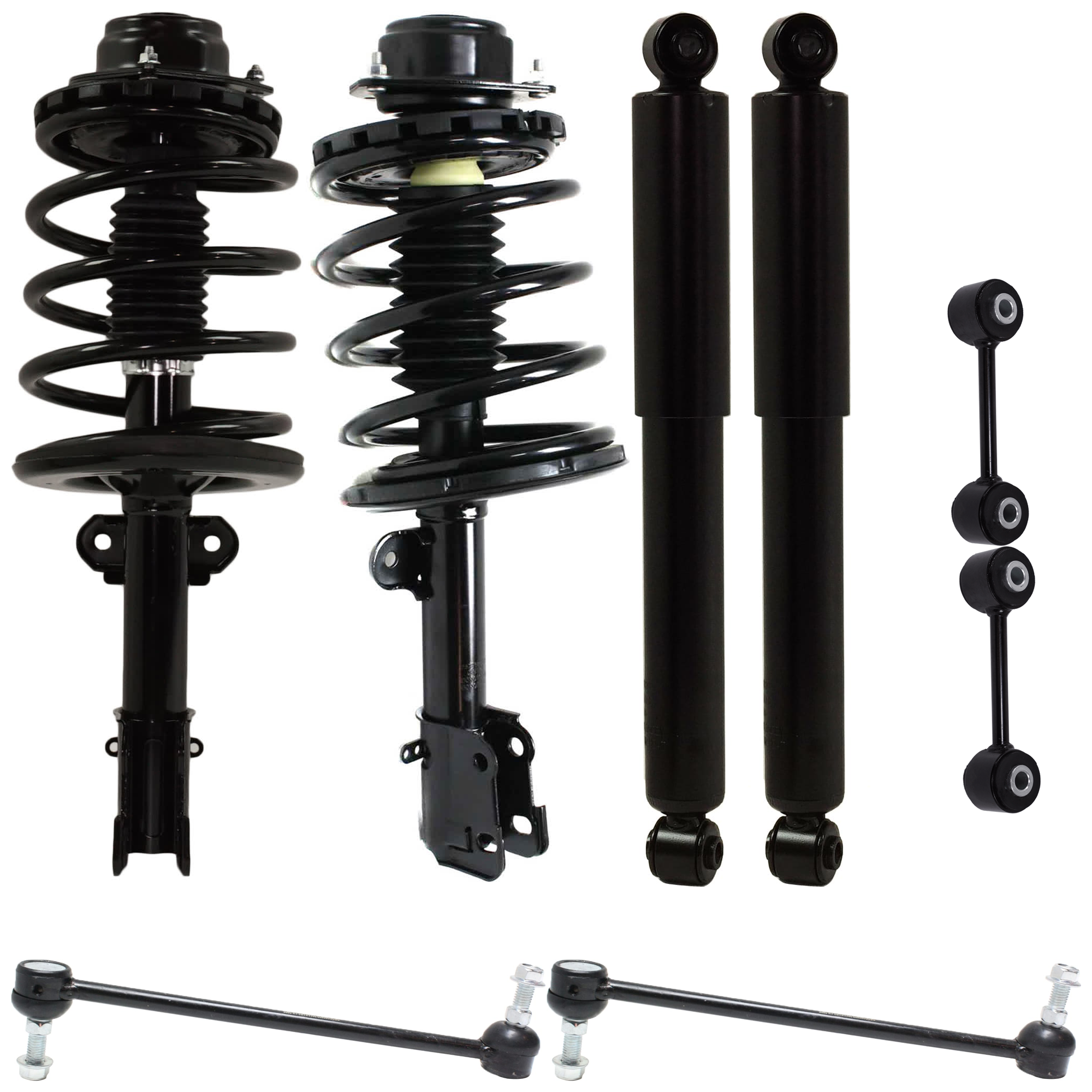 AM TOWN COUNTRY CARAVAN 96-00 FRONT AND REAR SHOCK AND FULLY LOADED STRUT RH AND LH 8 pc kit Gas Charged Twin tube with Sway Bar Link SKU KIT 061124 C46 OEM 4684681AB 4684682-4721074AA 52
