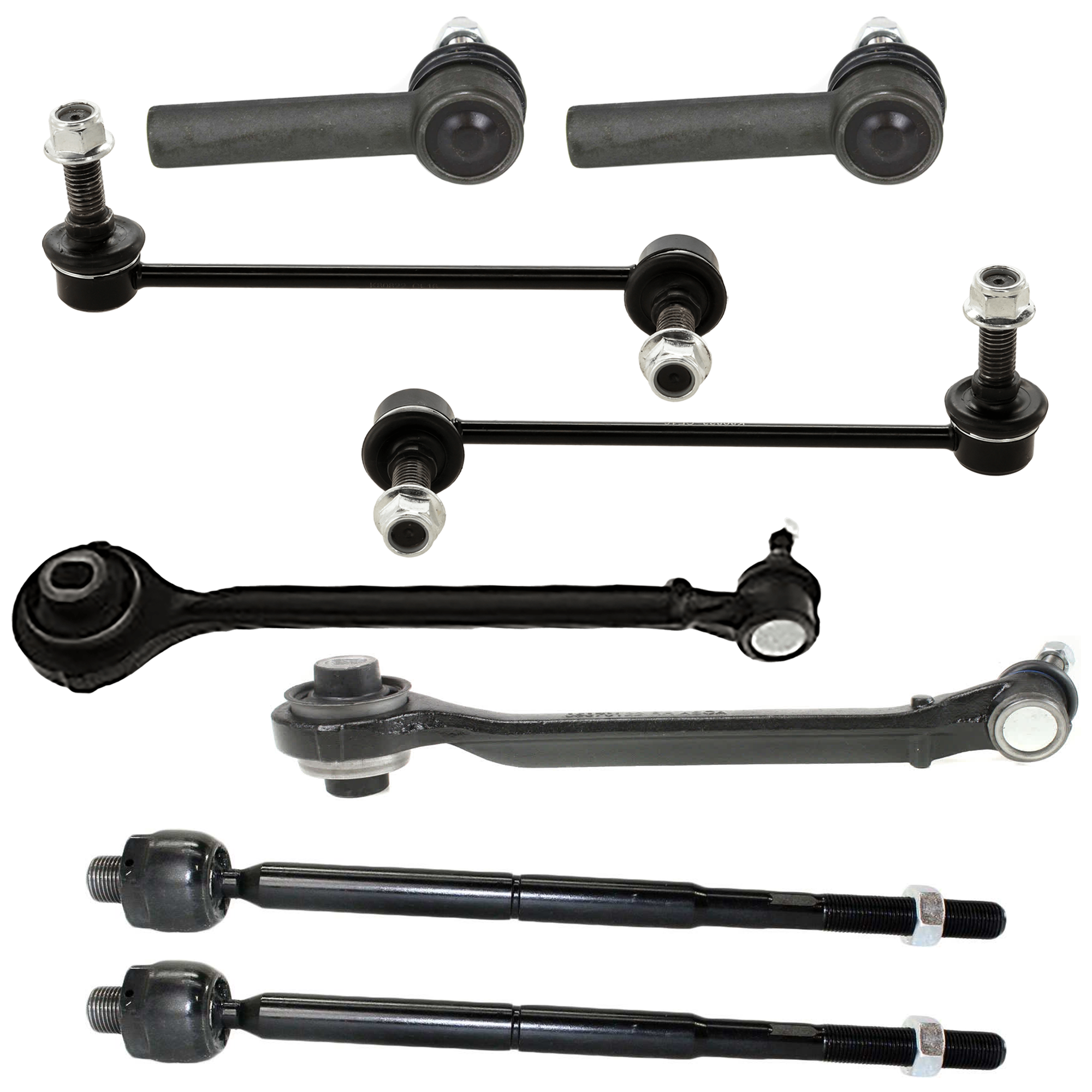 AM CHRYSLER 300-05-10 FRONT CONTROL ARM RH AND LH Lower Forward 8 pc kit with Sway Bar Link and Tie Rod End SKU KIT 061124 C64 OEM 4782612AC 4782612AD 5180606A