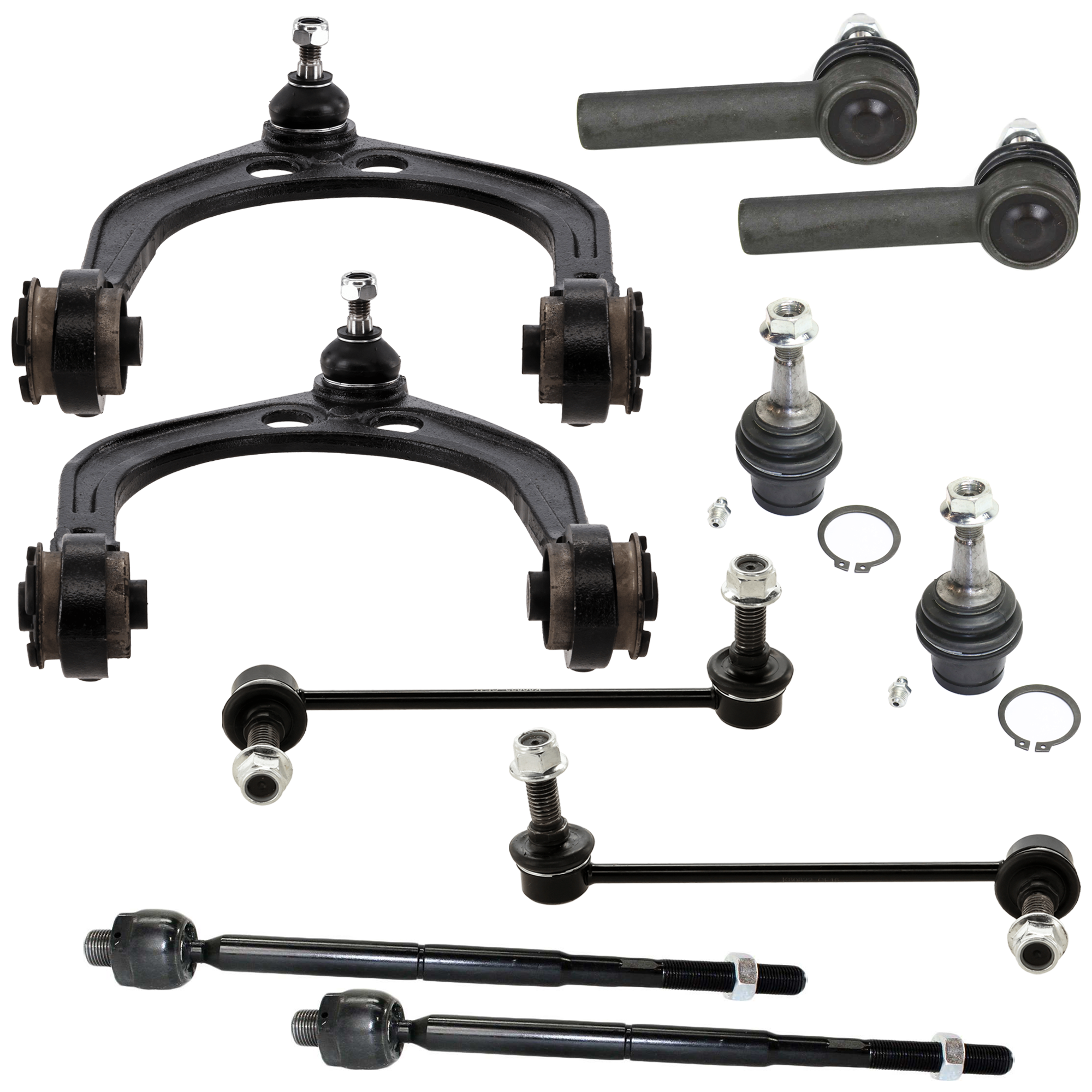 AM CHRYSLER 300-05-10 CHARGER 06-10 FRONT CONTROL ARM RH AND LH Upper 10 pc kit with Ball Joint Sway Bar Link and Tie Rod End SKU KIT 061124 C66 OEM 4782666AB 68045130AE 6804513