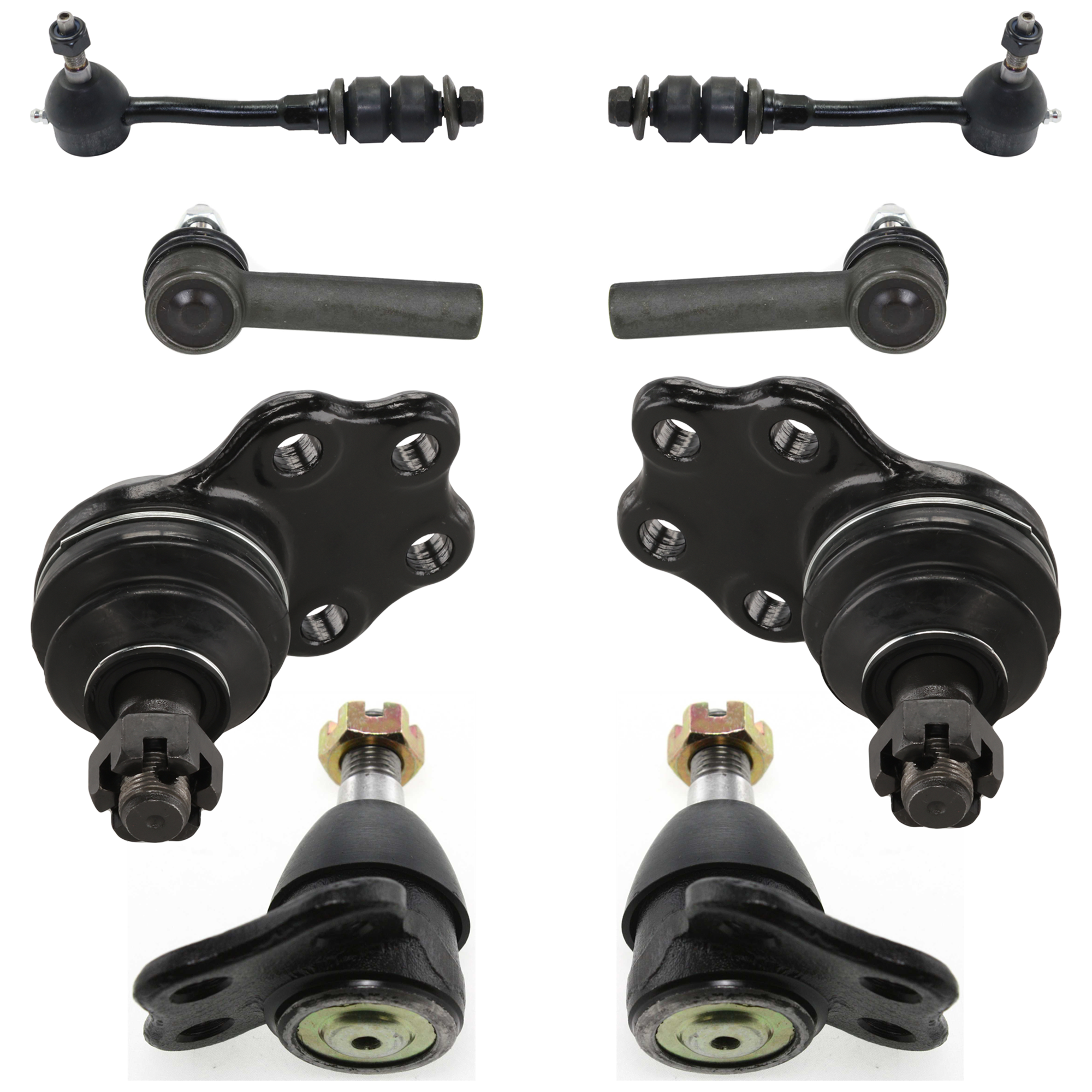 AM DAKOTA 00-04 DURANGO 00-03 FRONT BALL JOINT RH AND LH Upper and Lower 8 pc kit with Sway Bar Link and Tie Rod End SKU KIT 061124 C81 OEM 104291-2601493-2601541-5051