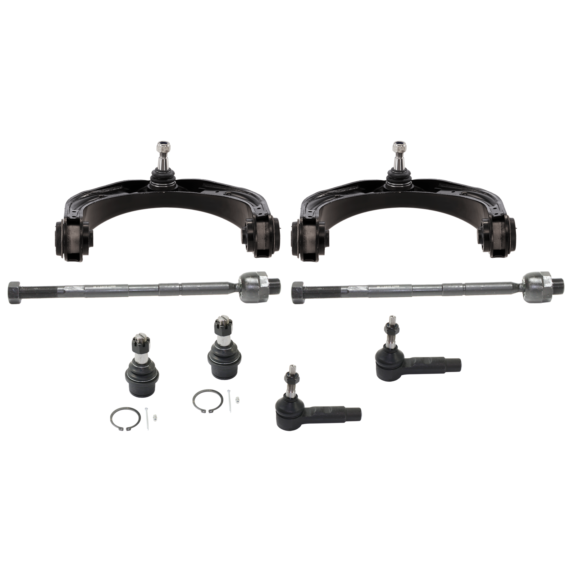 AM DODGE FULL SIZE PICKUP 06-10 FRONT CONTROL ARM RH AND LH Upper 8 pc kit with Ball Joint and Tie Rod End SKU KIT 061124 C86 OEM 52121586AD 05086980AD 05170824