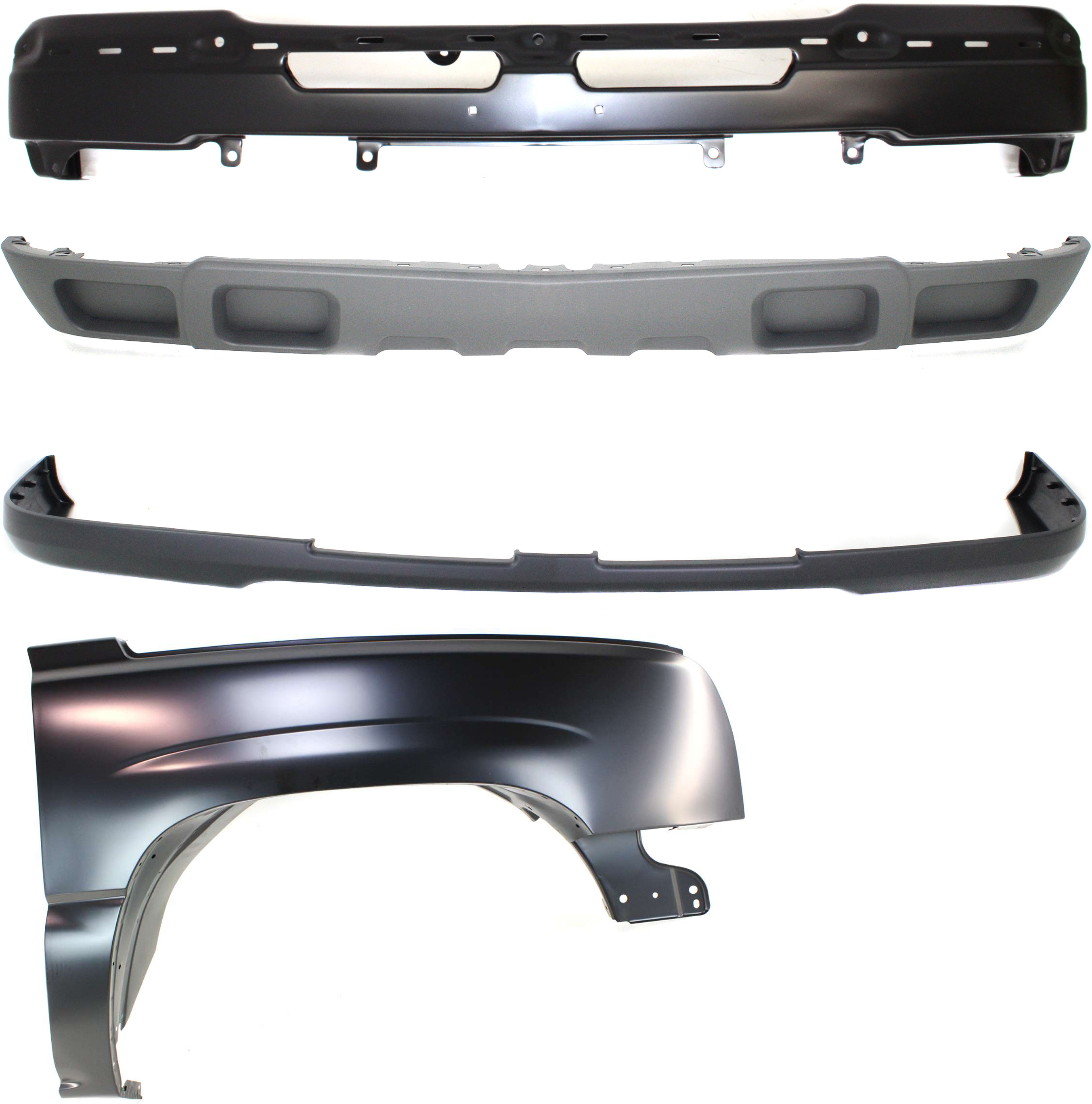 AM SILVERADO 1500-03-07 FRONT FENDER RH 4 pc Kit Includes Bumper Bumper Cover and Valance SKU KIT 061217-15 Partslink GM1241305 GM1002417 GM1051112 GM1092206 OEM 88944419-89025748-89025820-103