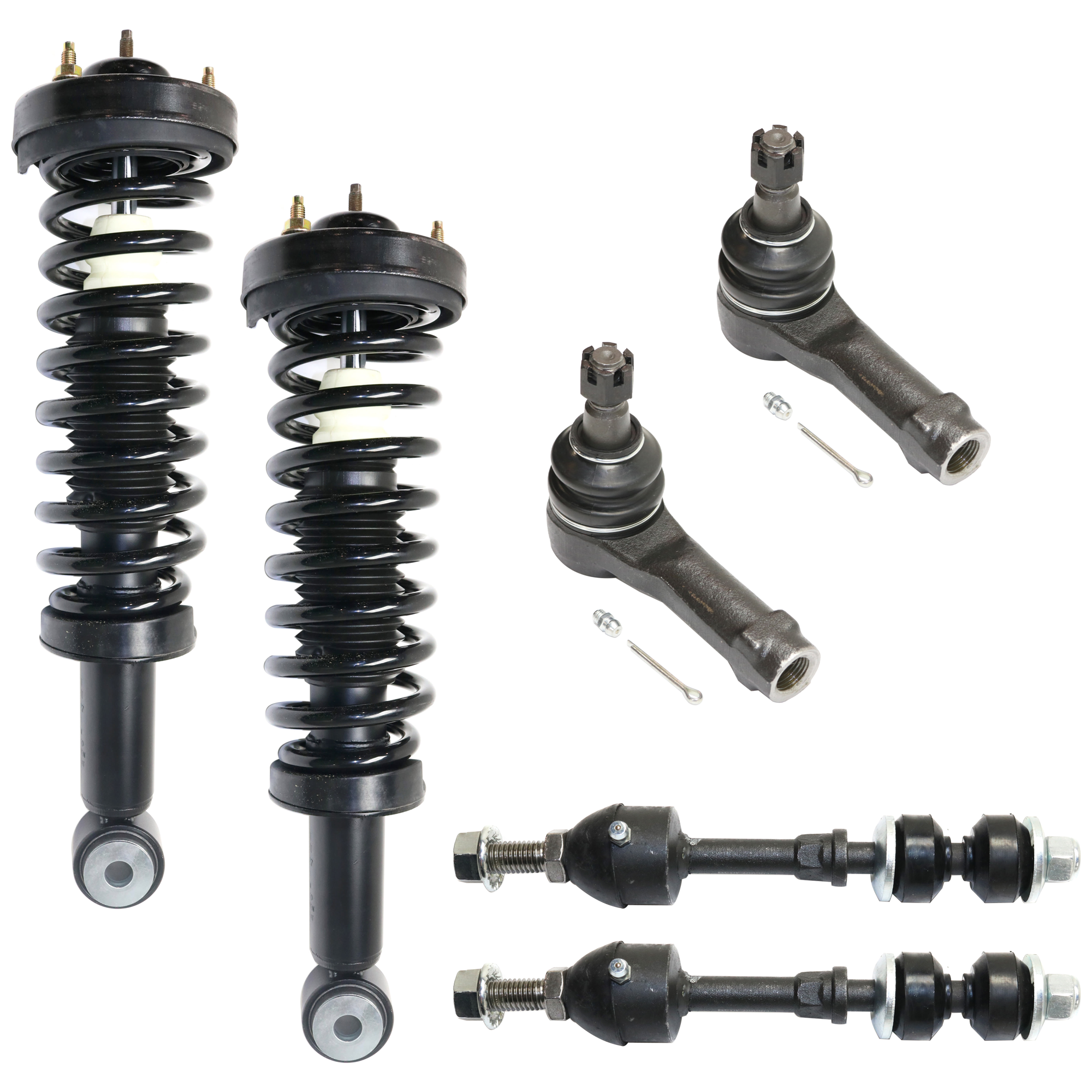 AM F 150-05-08 MARK LT 06-08 FRONT SUSPENSION KIT RH AND LH 6 pc Kit with Shock Absorber and Strut Assembly Sway Bar Link and Tie Rod End SKU KIT 061224-05 OEM 1336331-7L3Z18124R 5L3Z18124AA