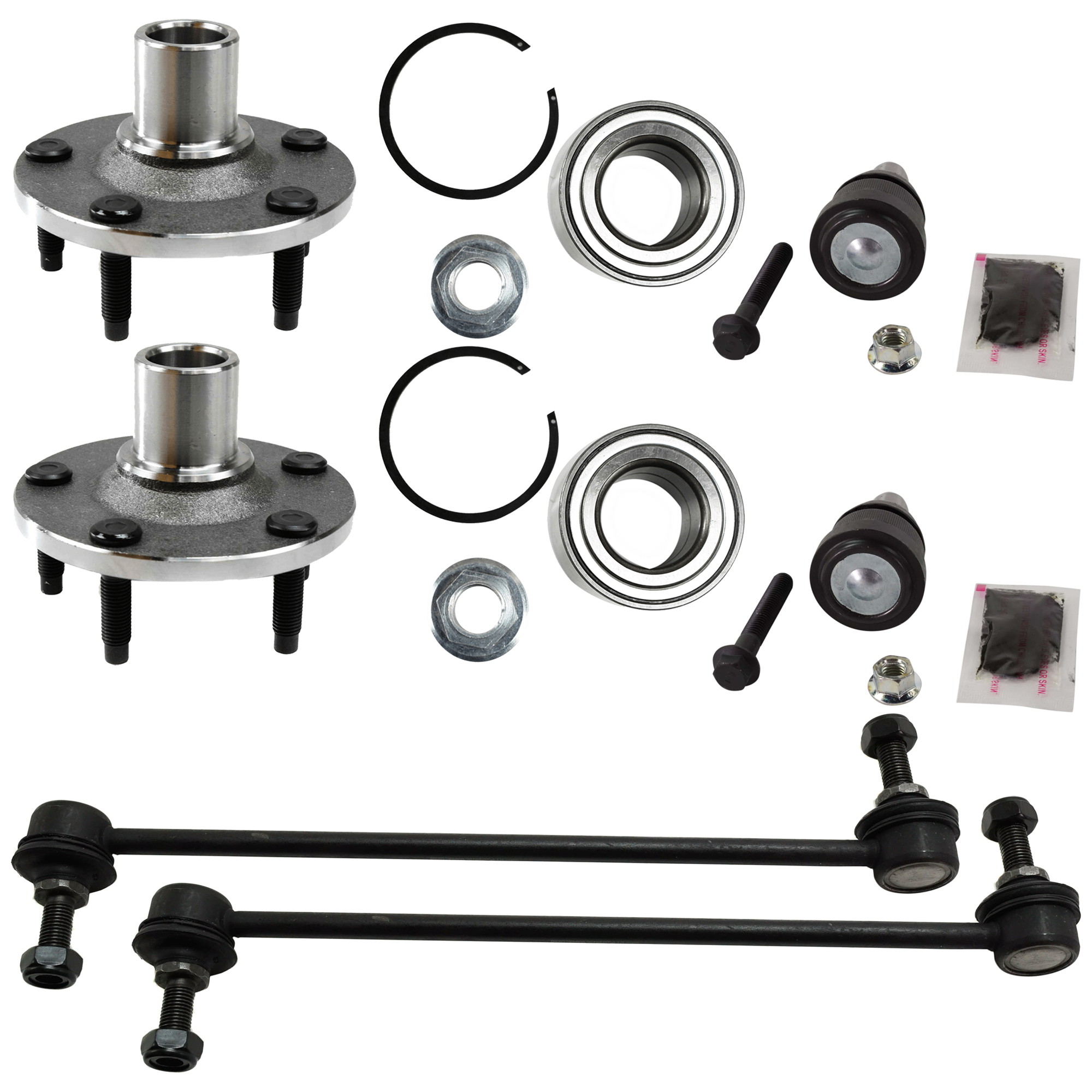 AM ESCAPE 05-12 TRIBUTE 05-11 FRONT SUSPENSION KIT 6 pc Kit with Ball Joint Sway Bar Link and Wheel Hub SKU KIT 061224-17 OEM 104331-2601555-5051293-2L8Z307