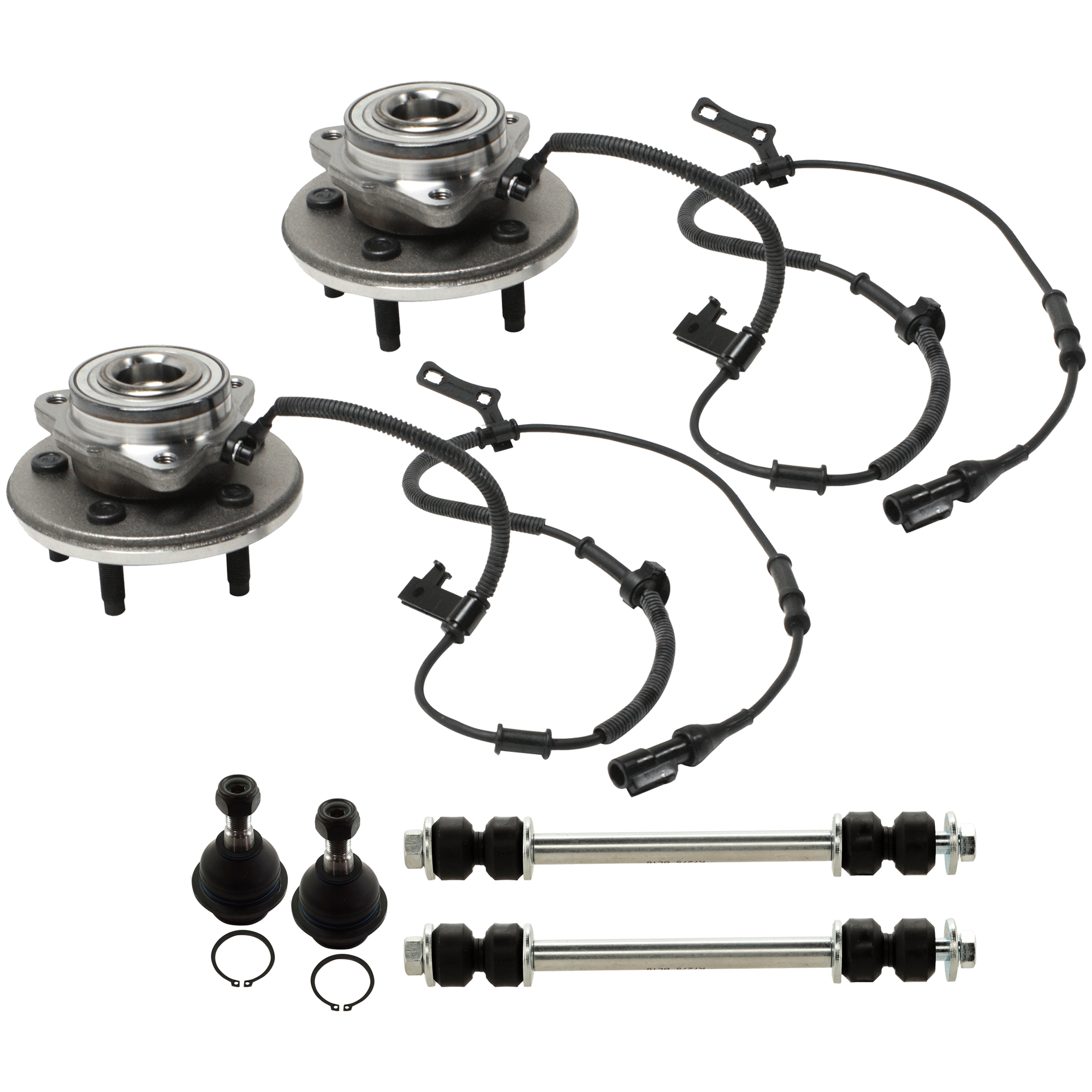 AM EXPLORER MOUNTAINEER 06-10 FRONT SUSPENSION KIT RH AND LH 6 pc Kit with Ball Joint Sway Bar Link and Wheel Hub SKU KIT 061224-19 OEM F87Z3050BA 7L2Z3050A 688000-10