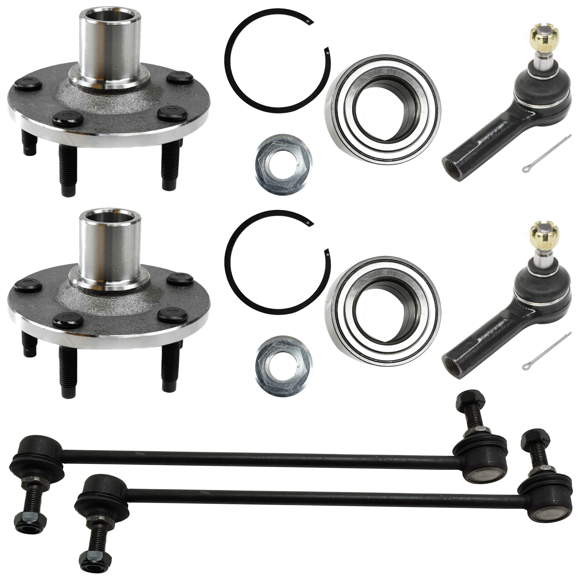 AM ESCAPE TRIBUTE 05-09 FRONT SUSPENSION KIT 6 pc Kit with Sway Bar Link Tie Rod End and Wheel Hub SKU KIT 061224-21 OEM 1015090-2651747-5451500-545153