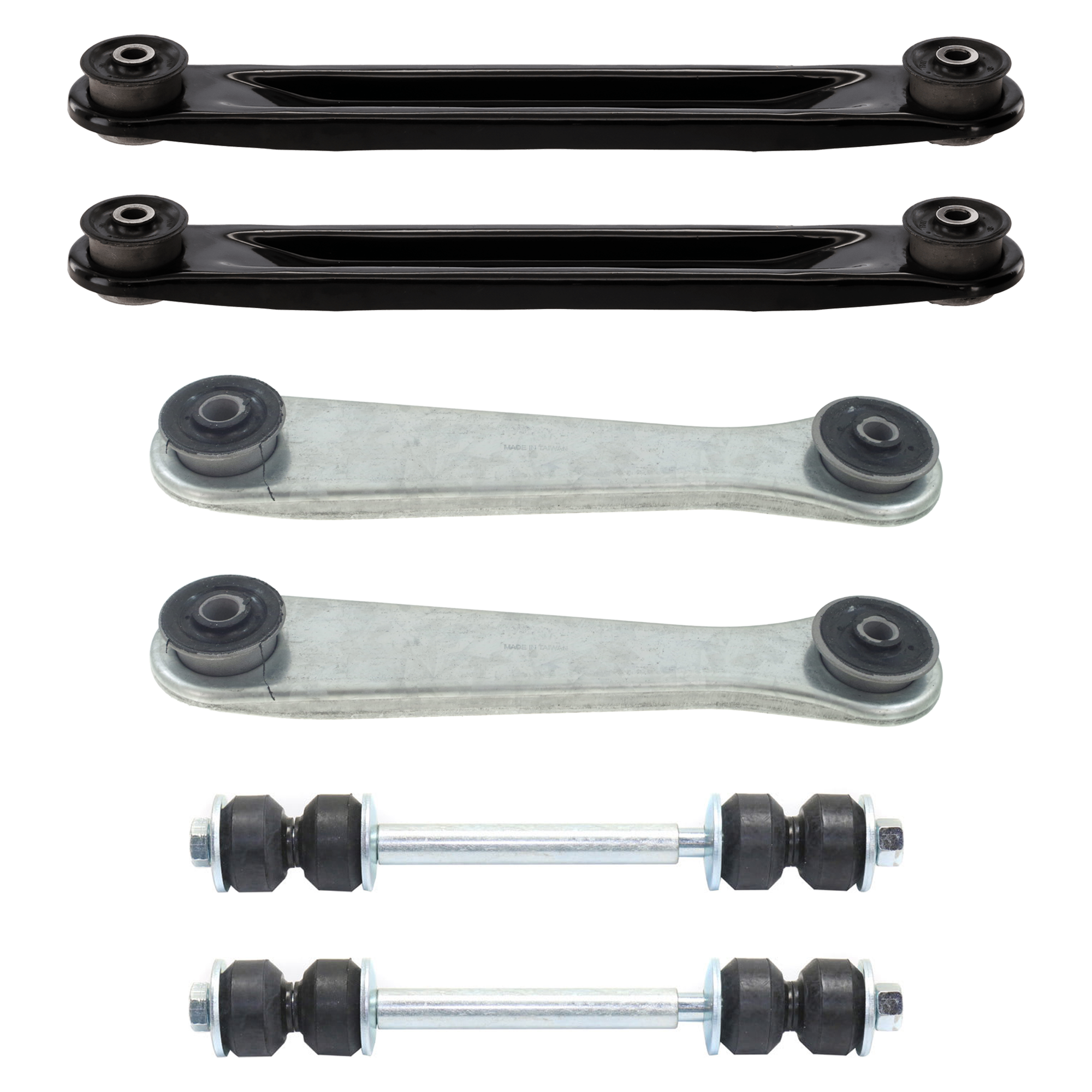 AM CROWN VICTORIA TOWN CAR 98-11 REAR SUSPENSION KIT 6 pc Kit with Control Arm Sway Bar Link and Trailing Arm SKU KIT 061224-22 OEM 8W1Z5A649A 3W1Z5A649AA 684012