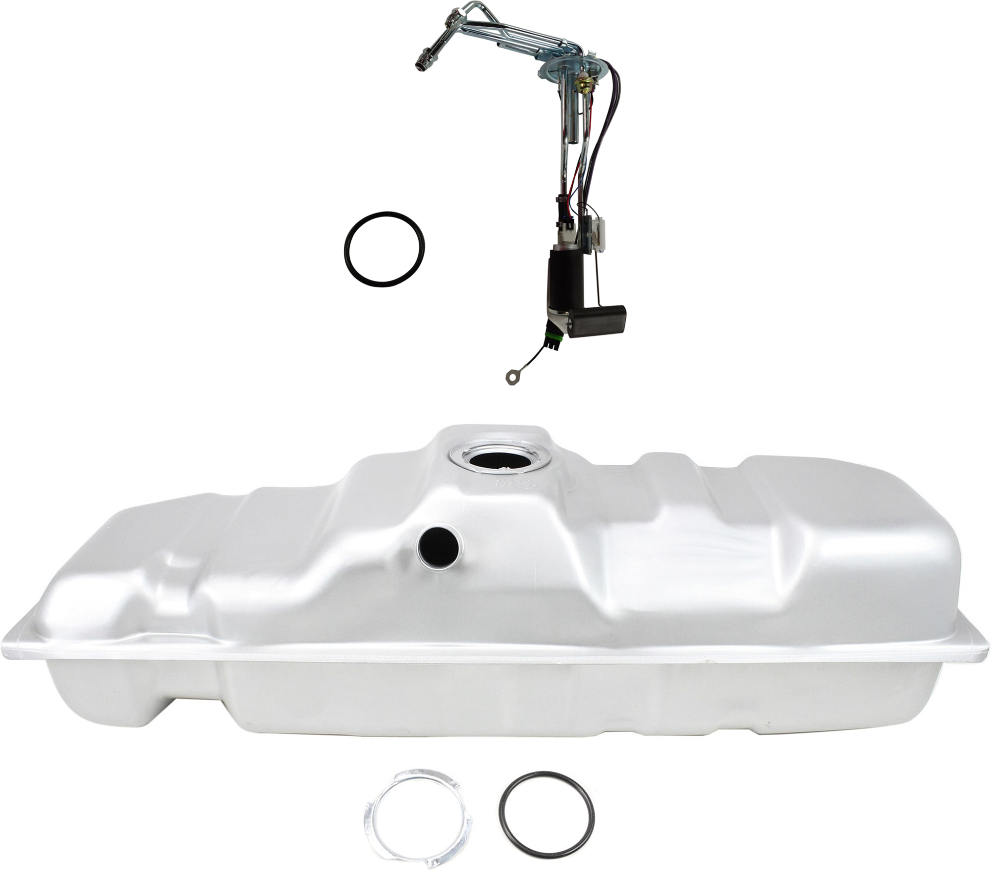 AM C K FULL SIZE P U 88-95 FUEL TANK 2 pc kit Mounts Ahead of Rear Axle Short Long Bed 25 Gallon with Fuel Pump SKU KIT 061224-32 OEM 15636251-19111396-25028611