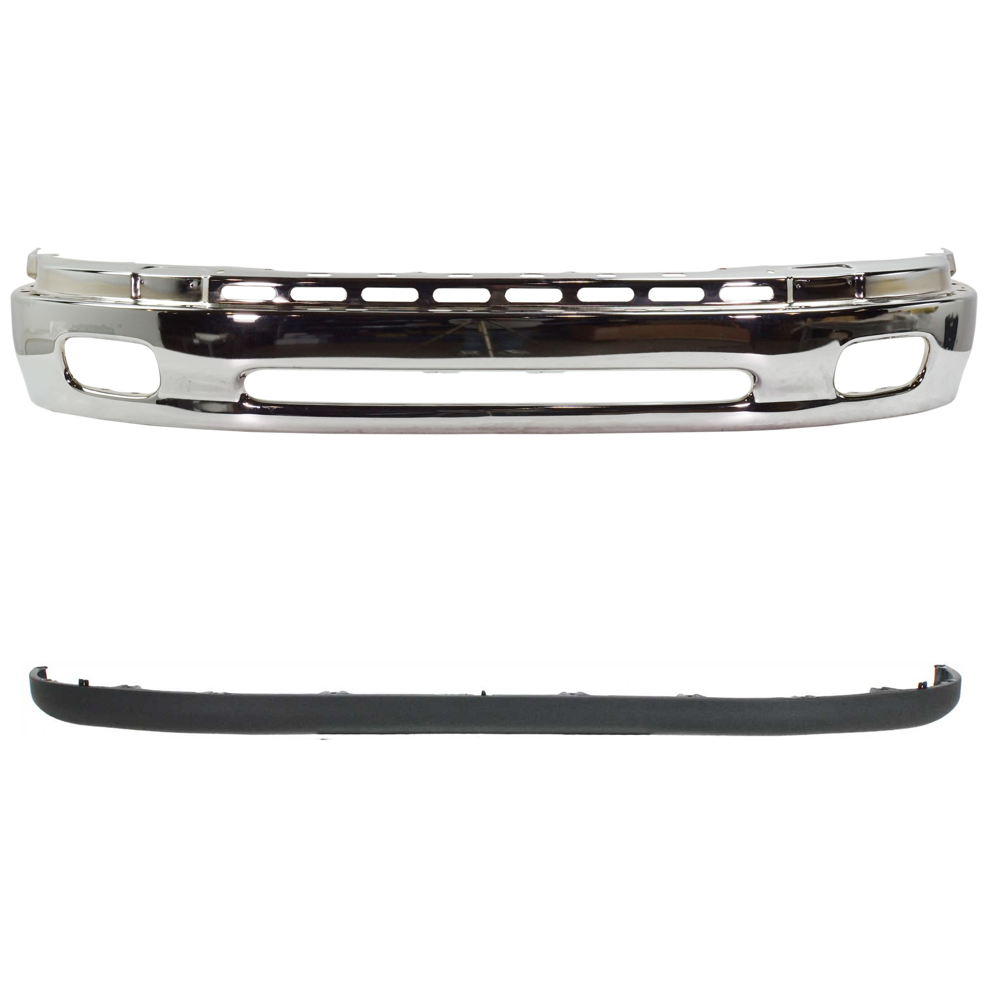 AM TUNDRA 00-06 FRONT BUMPER 2 pc kit Lower Chrome Steel Type Regular Cab Access Cab with Valance SKU KIT 061224-41 Partslink TO1002170 TO1095180 OEM 521010C020-539110C010