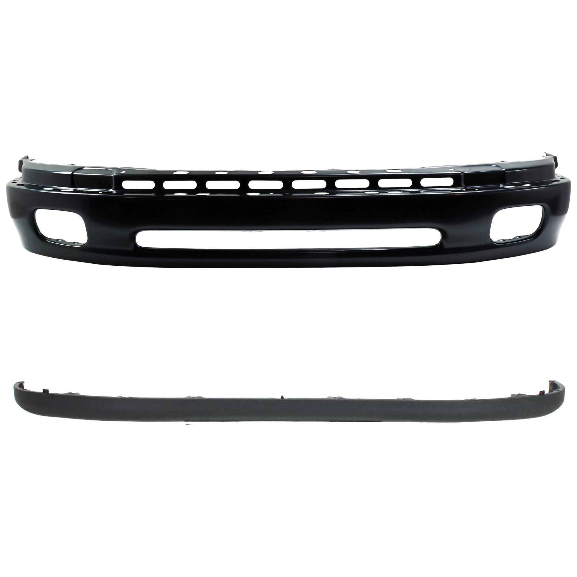 AM TUNDRA 00-06 FRONT BUMPER 2 pc kit Lower Black Base SR5 Models Steel Type with Valance SKU KIT 061224-42 Partslink TO1002171 TO1095180 OEM 521010C010-539110C010