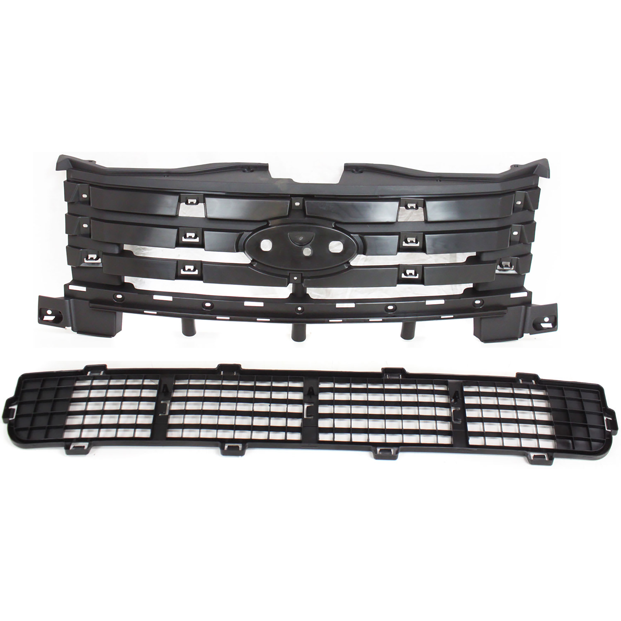 AM EDGE 07-10 GRILLE REINFORCEMENT 2 pc Kit Plastic Black with Bumper Grille SKU KIT 061224-62 Partslink FO1220241 FO1036123 OEM 7T4Z8A284A 7T4Z17K945A