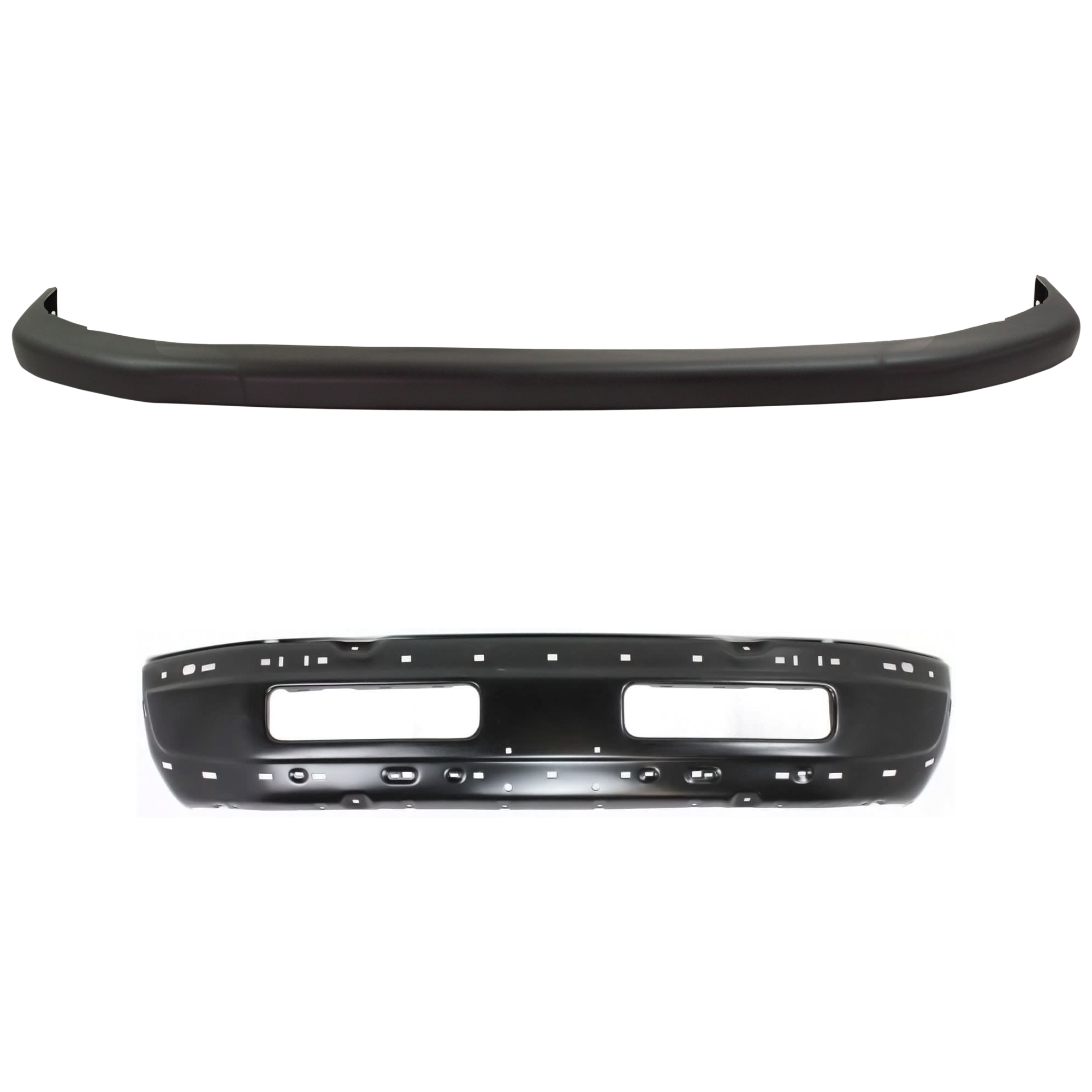 AM DODGE RAM 1500-2500-3500-94-95 FRONT BUMPER 2 pc kit Face Bar Black Old Body Style with Bumper Cover SKU KIT 061224-65 Partslink CH1002173 CH1002259 CH1000160 OEM 5DY06PSJ 5011476AD 55076610AB