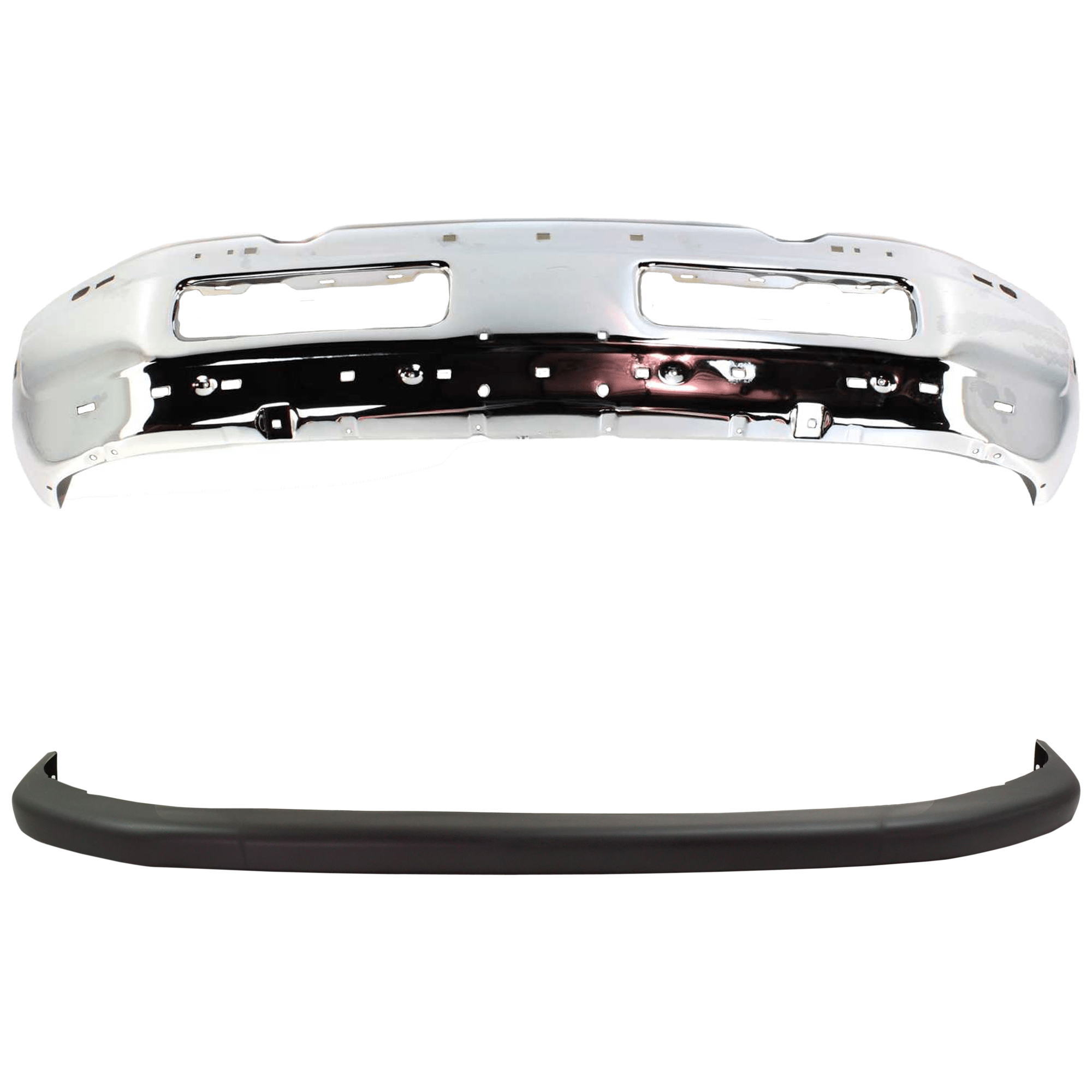 AM DODGE RAM 1500-94-01-2500-3500-94-02 FRONT BUMPER 2 pc kit Face Bar Chrome 99-02 w o Sport Package with Bumper Cover SKU KIT 061224-66 Partslink CH1002256 CH1002172 CH1000160 OEM 55076599AG 55274749-55076610AB