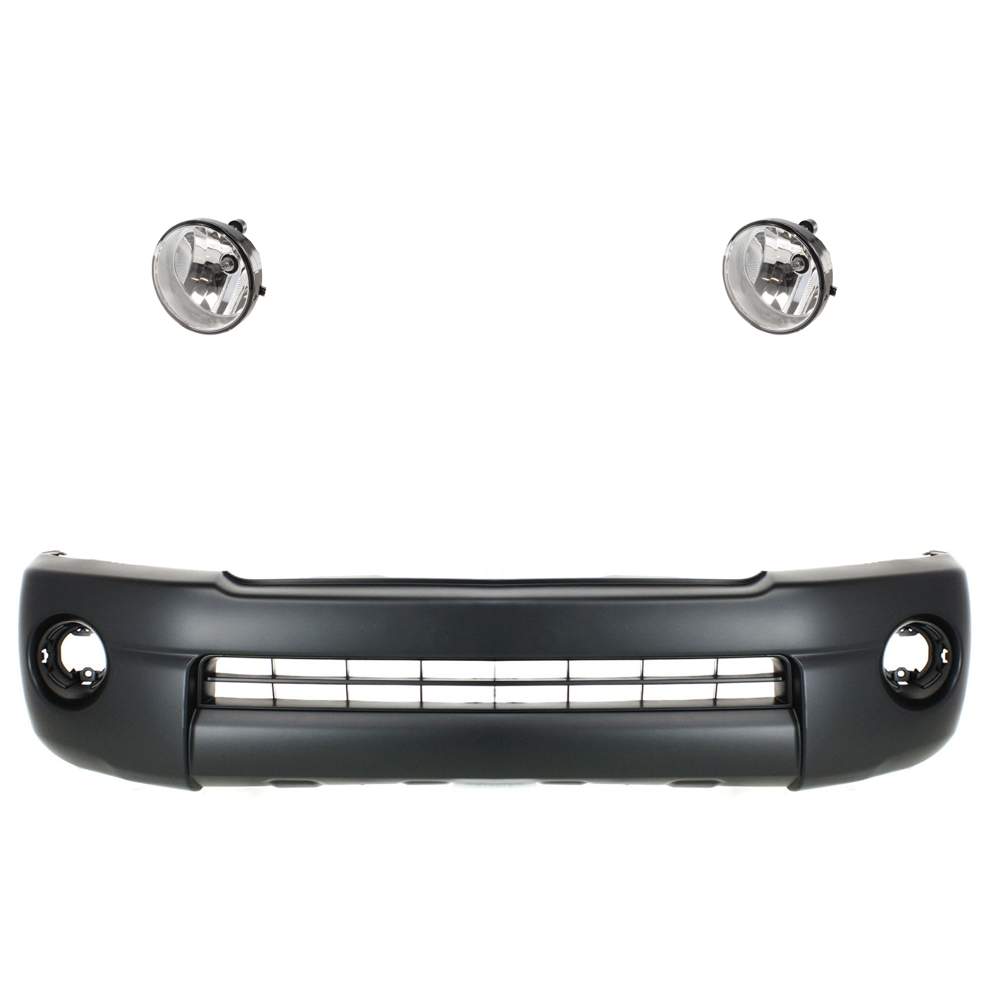 AM TACOMA 05-11 FRONT BUMPER COVER 3 pc kit Textured 4WD with Fog Light Holes and Extension Hole Base PreRunner Models 4WD with Fog Light SKU KIT 061224-69 Partslink TO1000302 TO2592117 OEM 5211904040-81210AA030