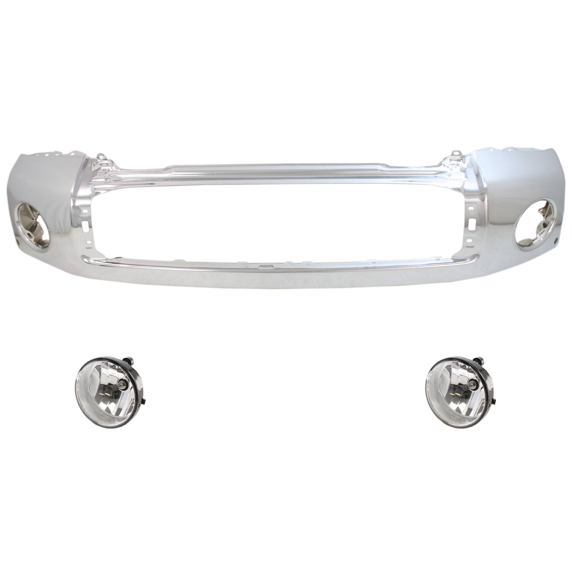 AM TUNDRA 07-13 FRONT BUMPER 3 pc kit Steel Chrome with Park Assist Sensor Holes with Fog Light SKU KIT 061224-70 Partslink TO1002181 TO2592117 OEM 521110C901-81210AA030