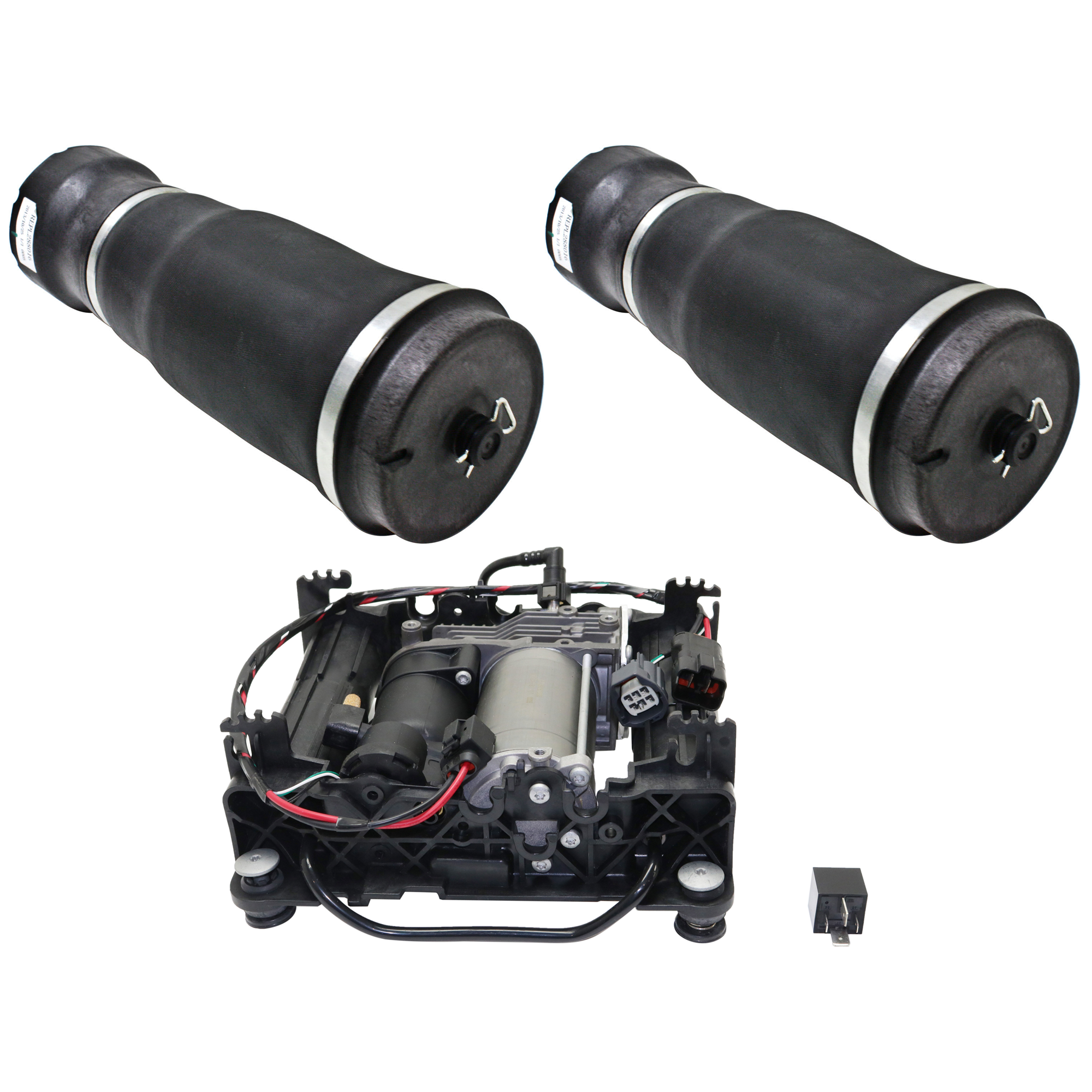AM RANGE ROVER 06-12 AIR SUSPENSION COMPRESSOR 3 pc kit with AMK Compressor with Air Spring SKU KIT 061224-75 OEM LR041777 RKB500082 RKB500080 R