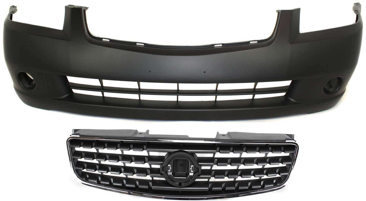 AM ALTIMA 05-06 FRONT BUMPER COVER 2 pc Kit with Grille Assembly SKU KIT 061317-13 Partslink NI1000219 NI1200213 OEM 62022ZB000-62070ZB000