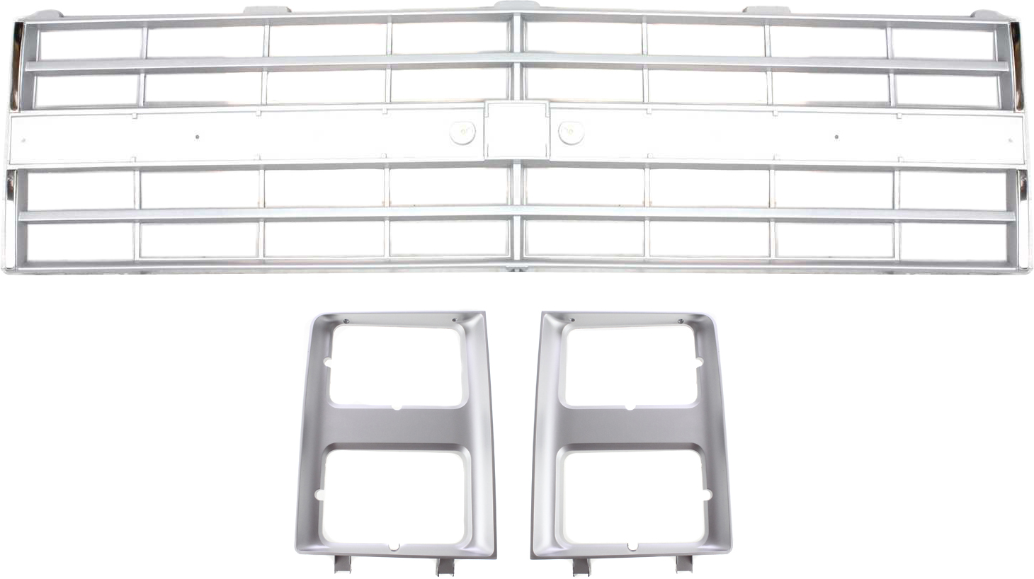 AM SUBURBAN 85-88 GRILLE 3 pc Kit w Chrome Grille with Headlight Doors SKU KIT 061317-22 Partslink GM1200140 GM2512126 GM2513126 OEM 15554911-15598727-15598728