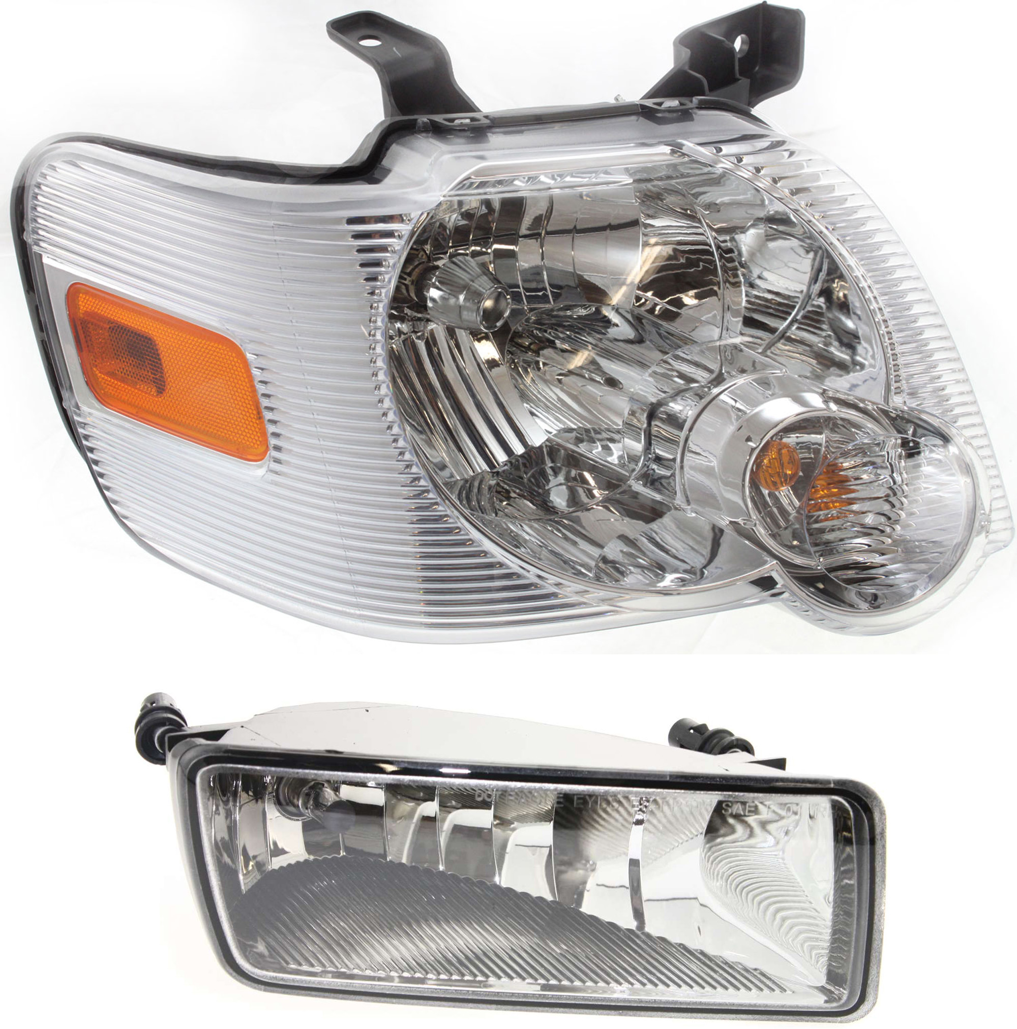AM EXPLORER 06-10 EXPLORER SPORT TRAC 07-10 HEAD LAMP RH Assembly Halogen 2 pc Kit with Fog Light SKU KIT 061317-28 Partslink FO2503220 FO2595100 OEM 6L2Z13008AA 6L2Z15200AA