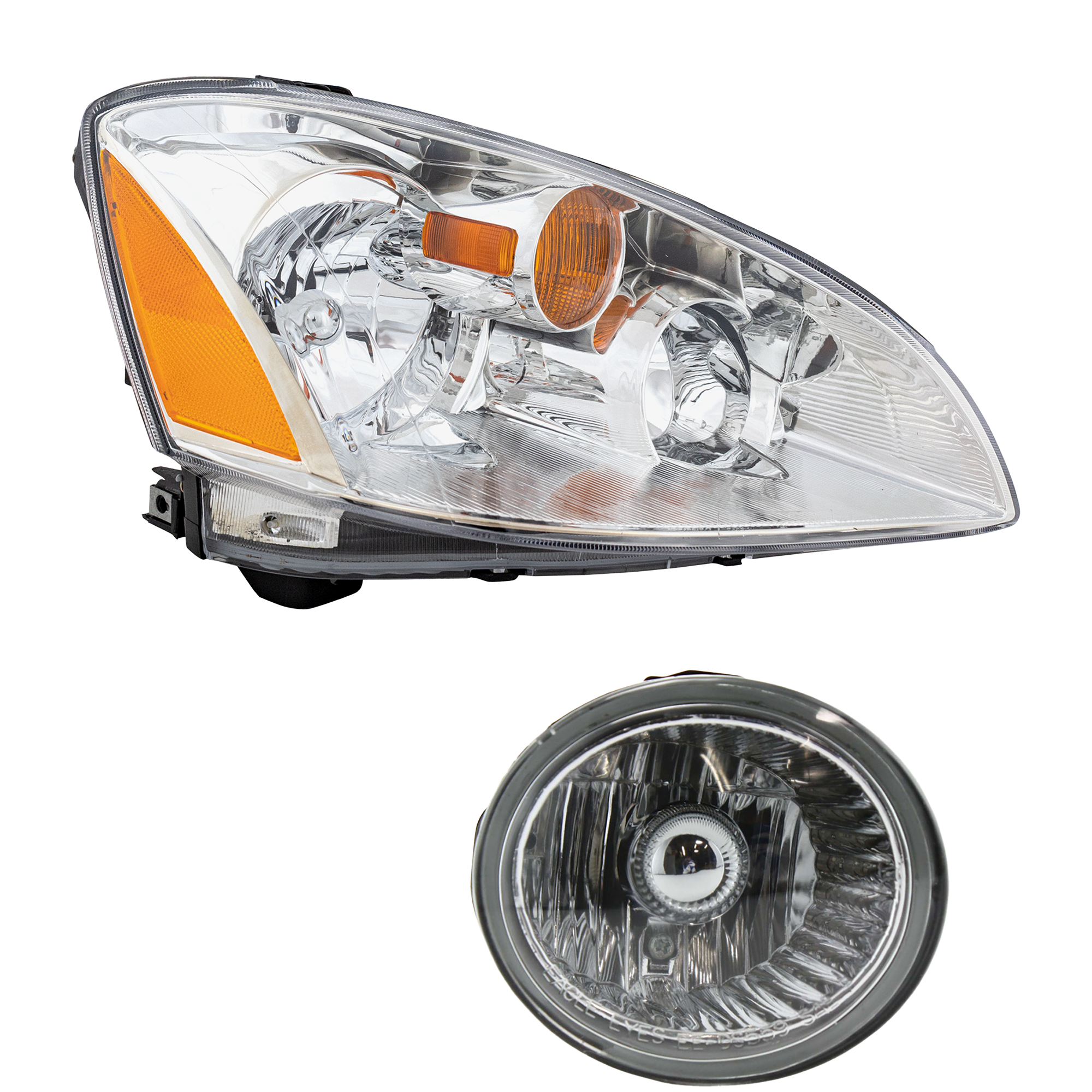AM ALTIMA 02-04 HEAD LAMP RH Assembly Halogen 2 pc Kit with Fog Light SKU KIT 061317-48 Partslink NI2503142 NI2593111 OEM 260103Z626-261508J025-26150CB0