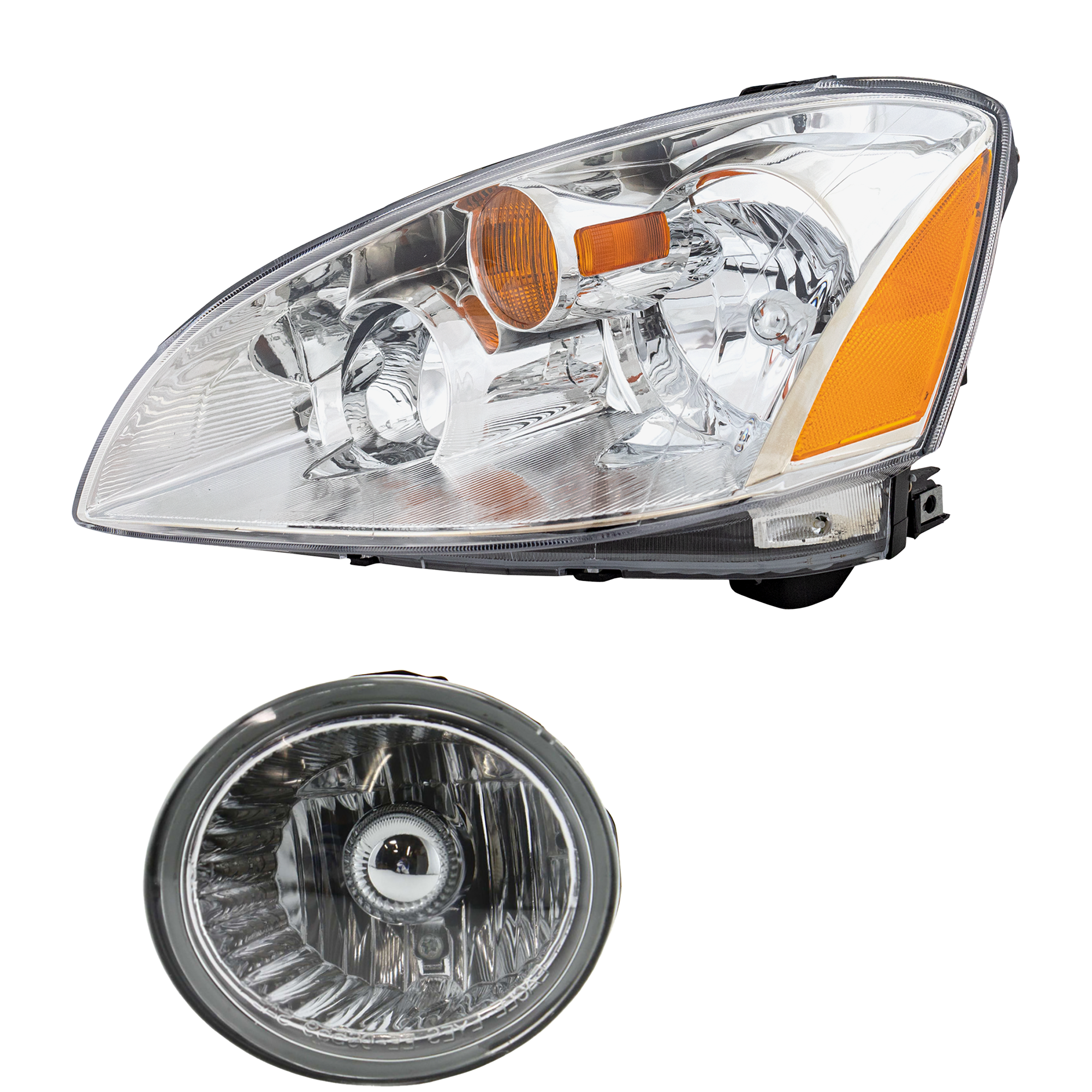 AM ALTIMA 02-04 HEAD LAMP LH Assembly Halogen 2 pc Kit with Fog Light SKU KIT 061317-49 Partslink NI2502142 NI2592111 OEM 260603Z626-261558J025-26155CB0